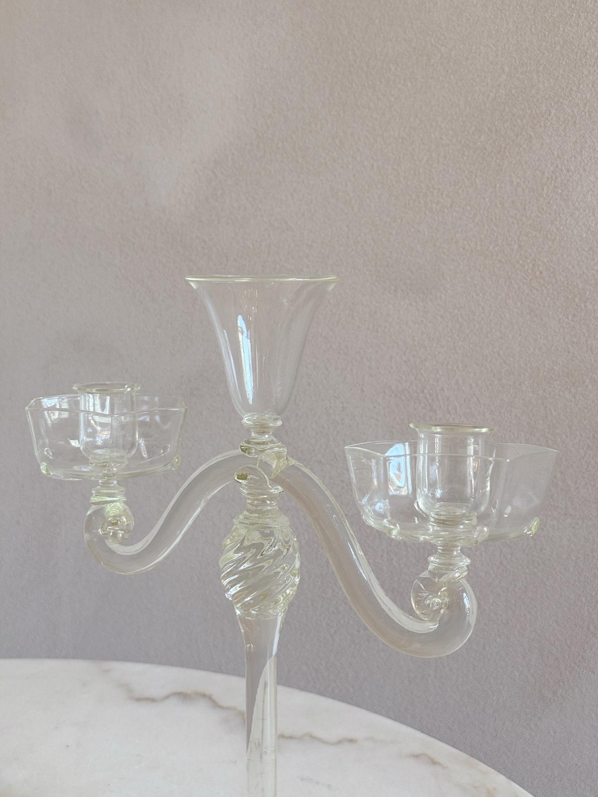 Pair of Hand-Blown Murano Glass Candelabra by Pauly & Co, 1940s