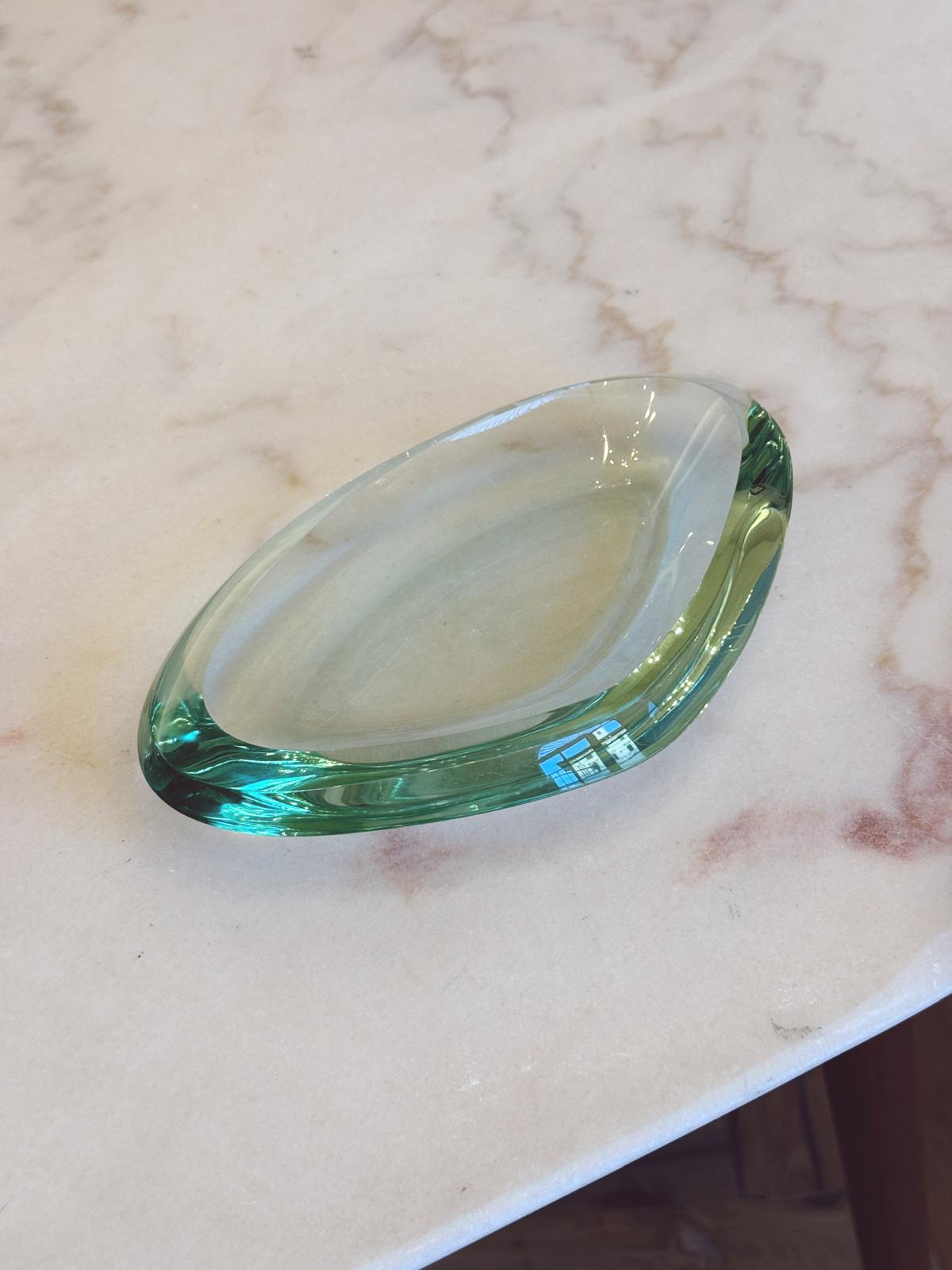 1960s Fontana Arte Pale Green Asymmetric Bowl