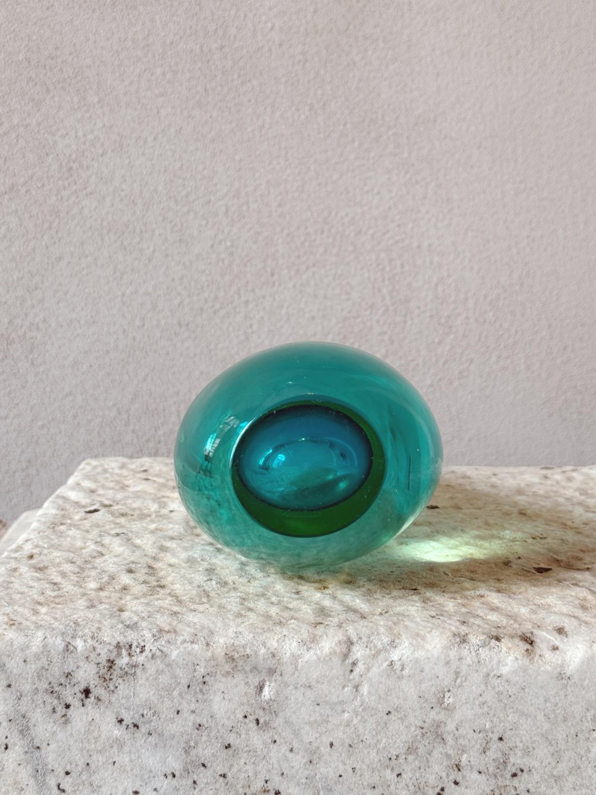 1960s Flavio Poli Sommerso and Green Tear Drop Vase