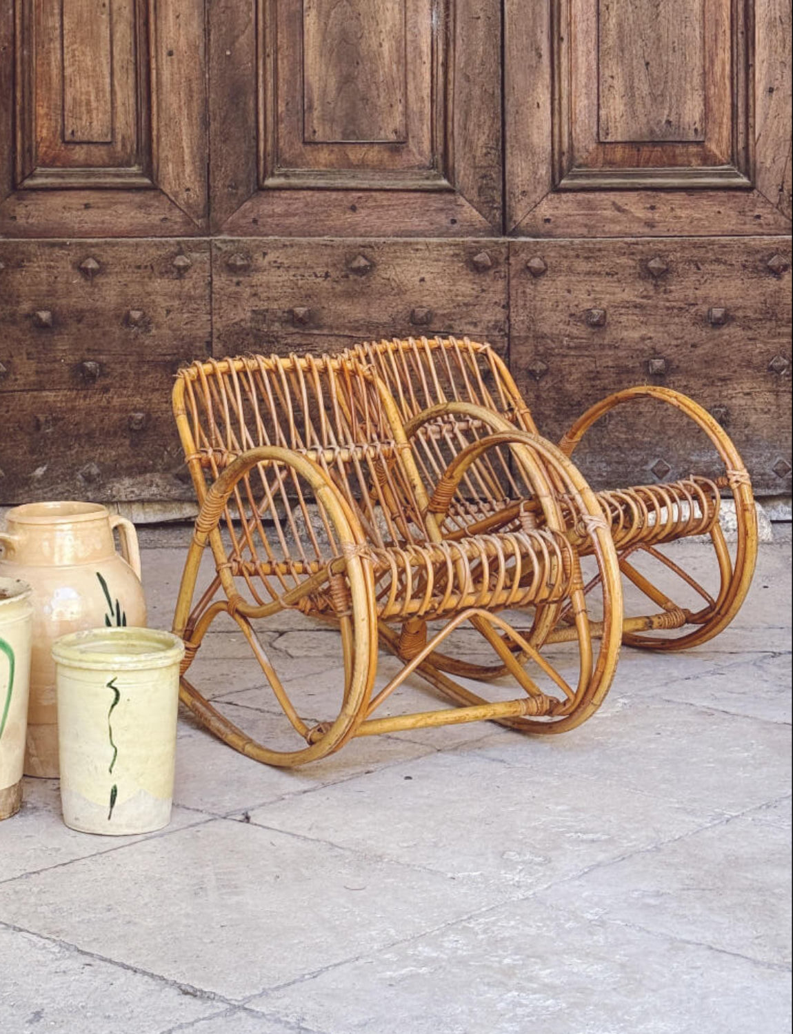 Pair of 1970s Children's Wicker Rocking chairs