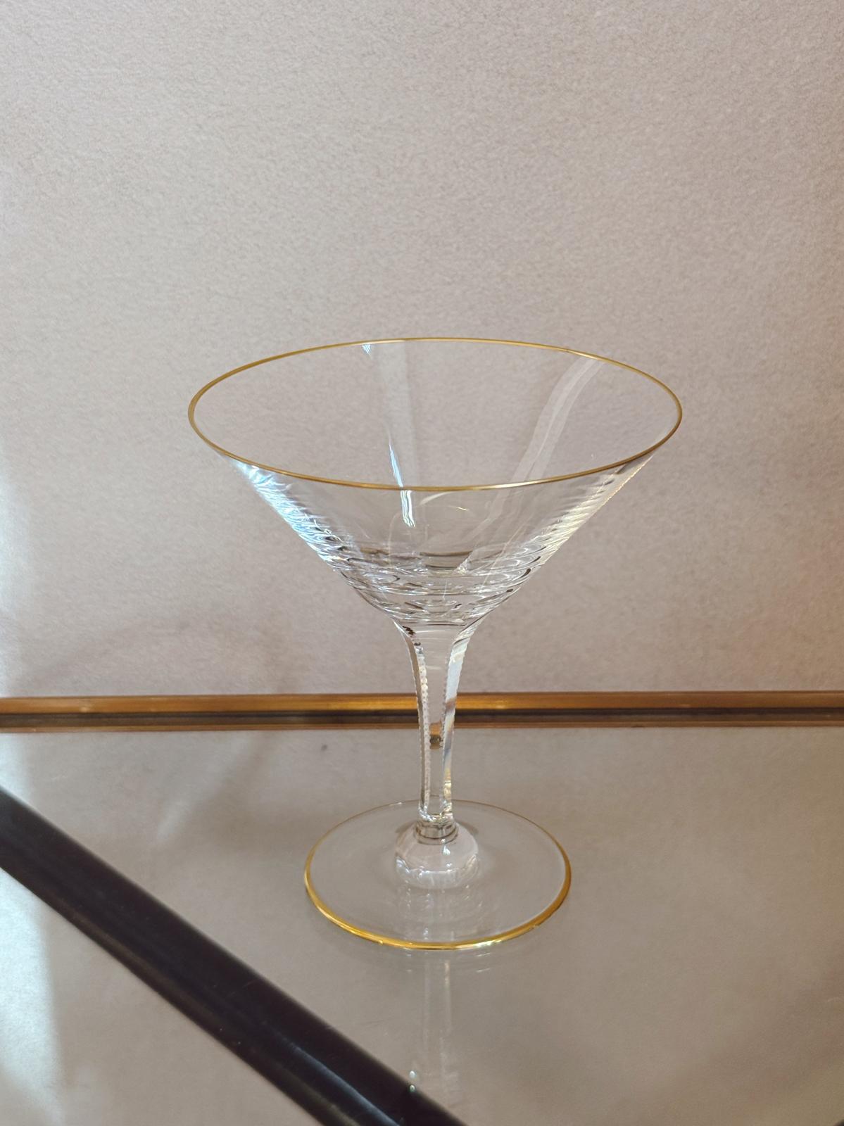 Set of 6 Venetian Cenedese Gold rimmed Cocktail Glasses