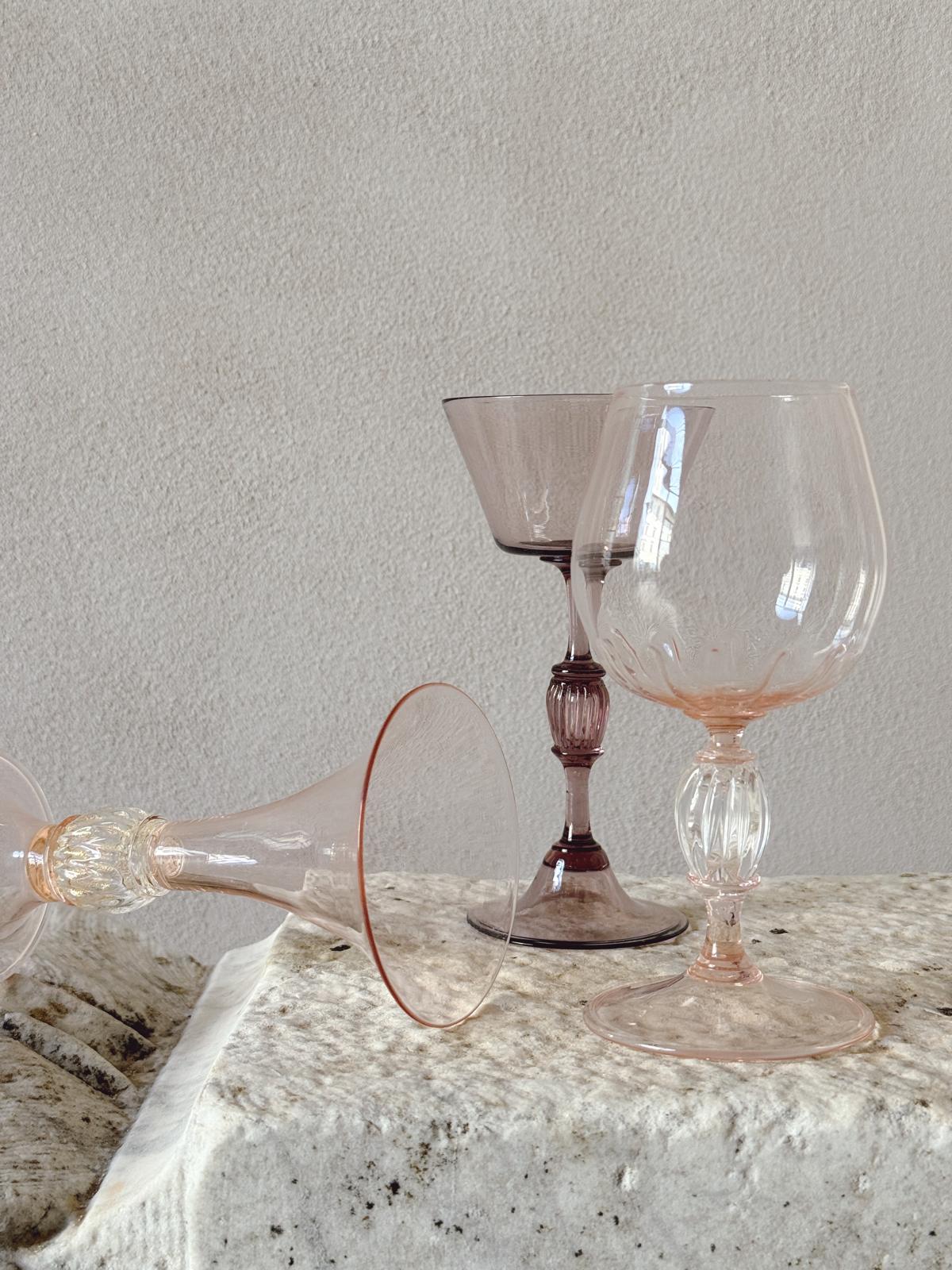 Perfectly Unmatched 1930s Principessa Murano Wine Glasses (Set of 8)
