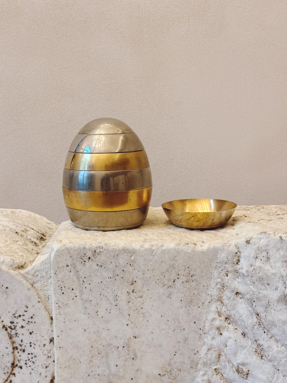 1970s Tommaso Barbi Brass & Silver Egg (Bowls)