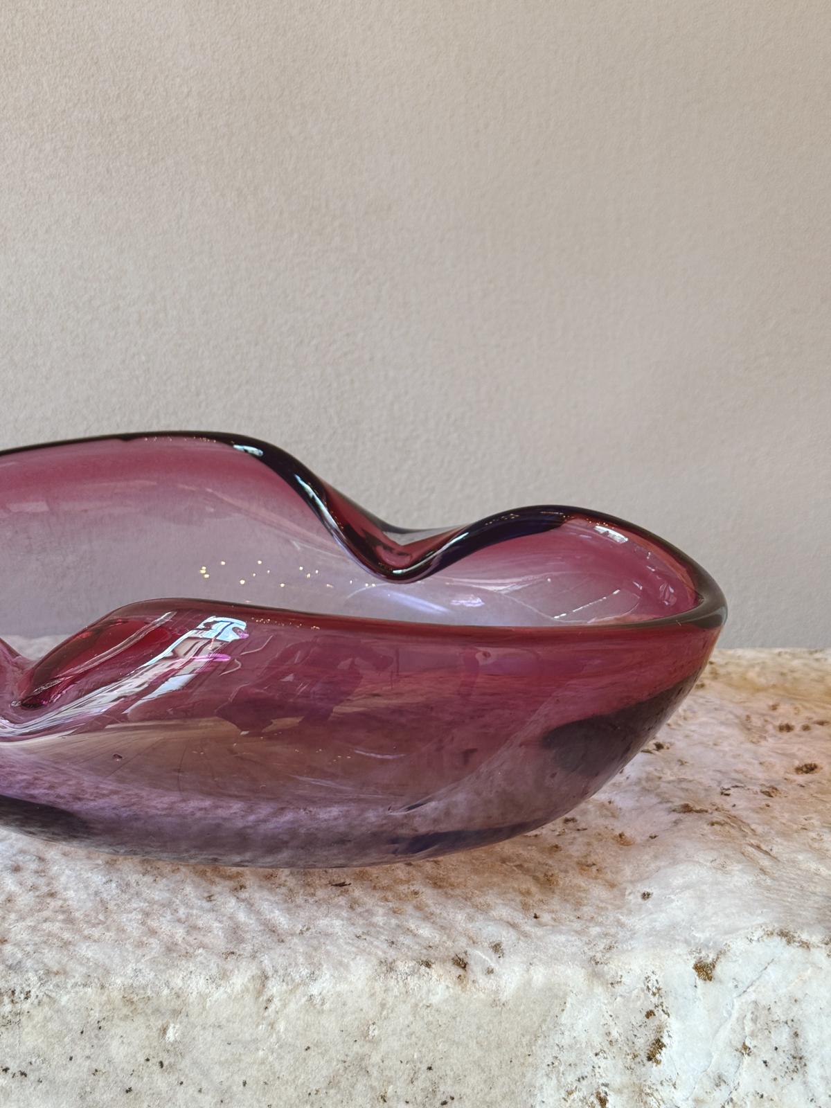 1970s Large Purple Murano Glass Bowl - Signed Archimede Seguso