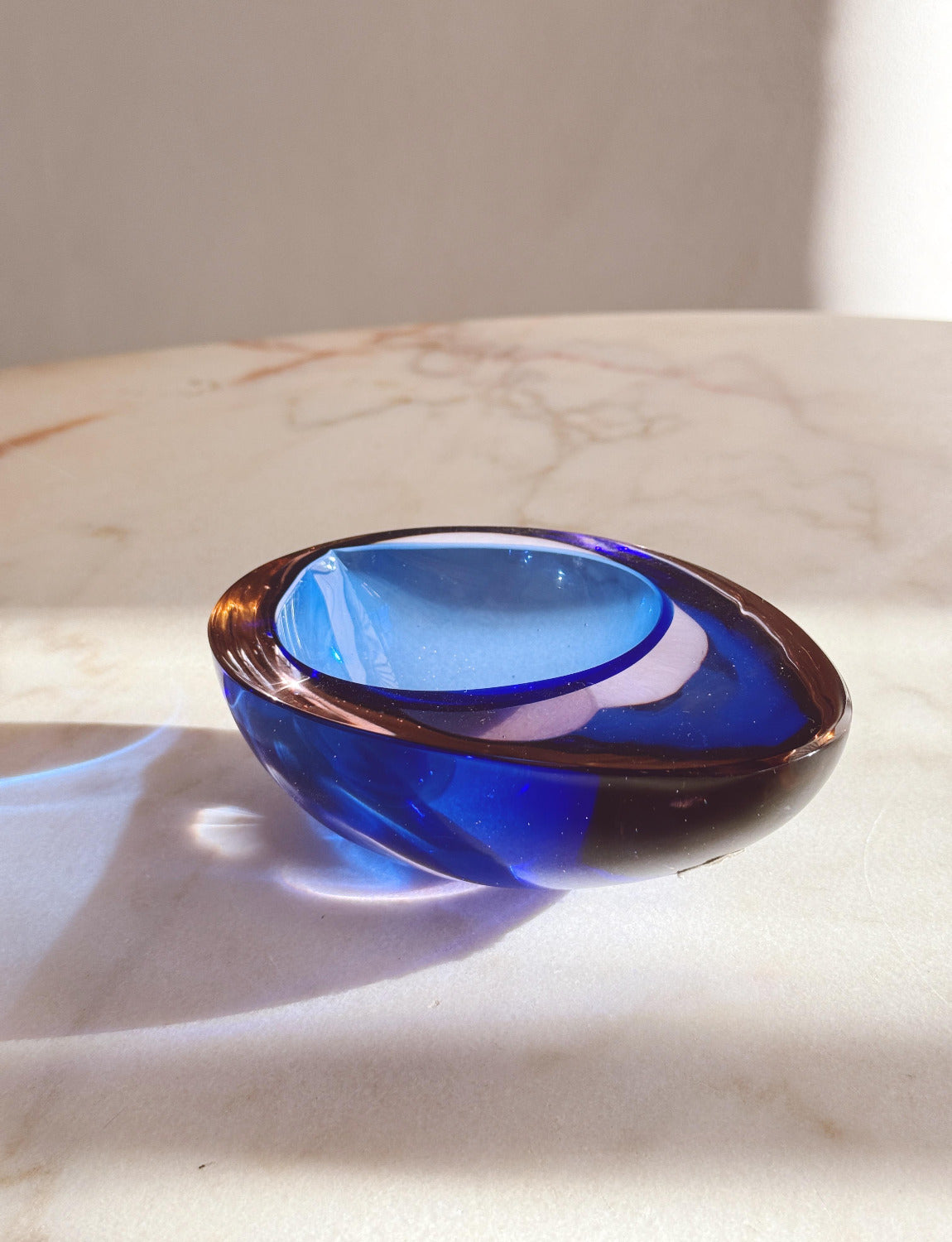 Flavio Poli 1960s Oval Sommerso Bowl in Purple & Blue