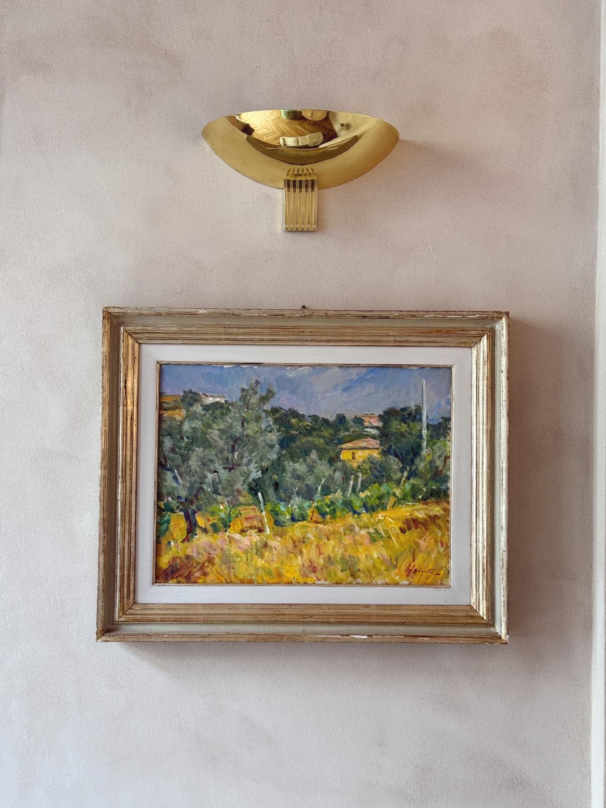 “Campagna Toscana Montepulciano” 1978 Oil Painting by Mario Disertori