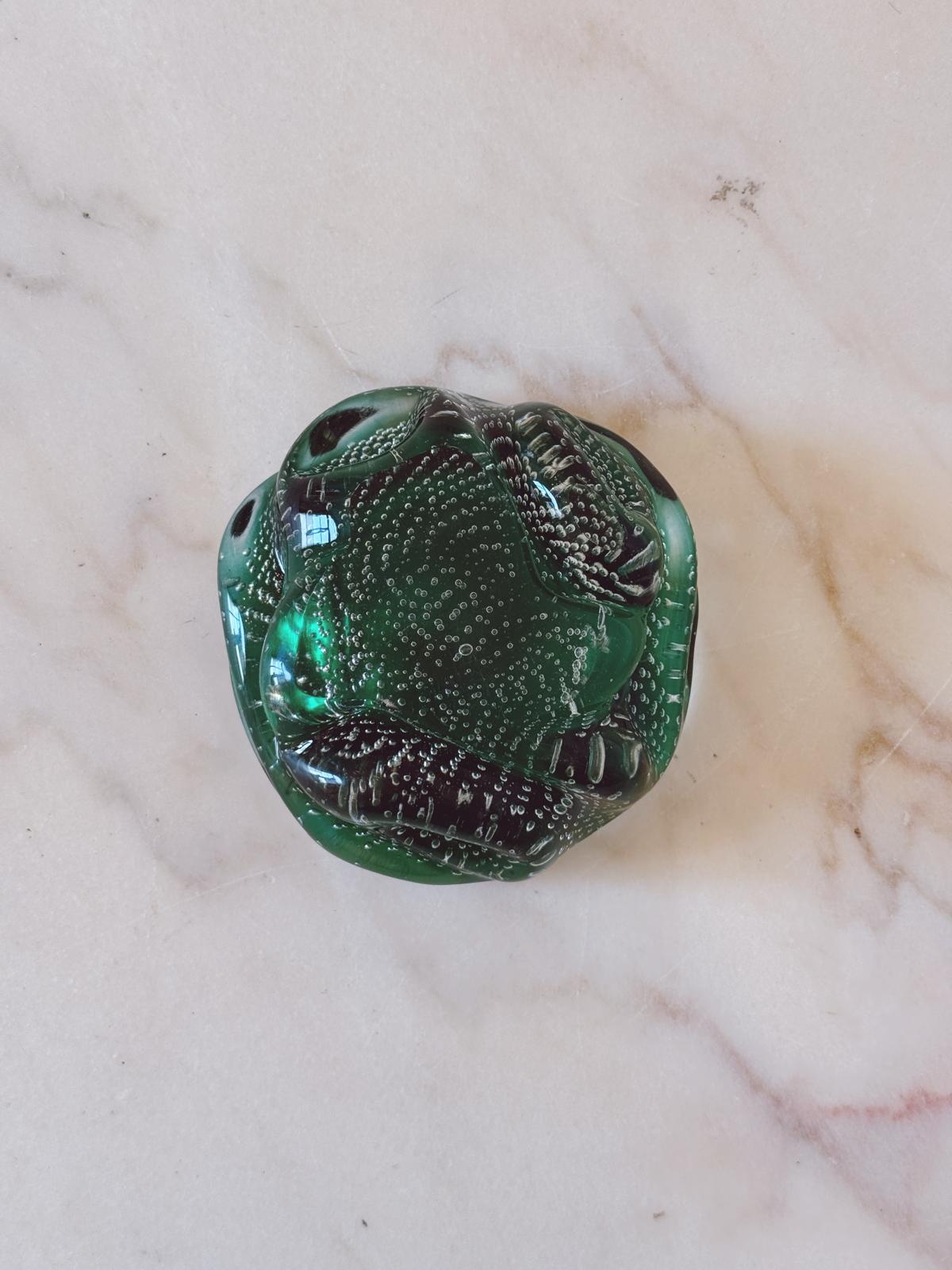 1970s Murano Glass Deep Green Bolle Bowl