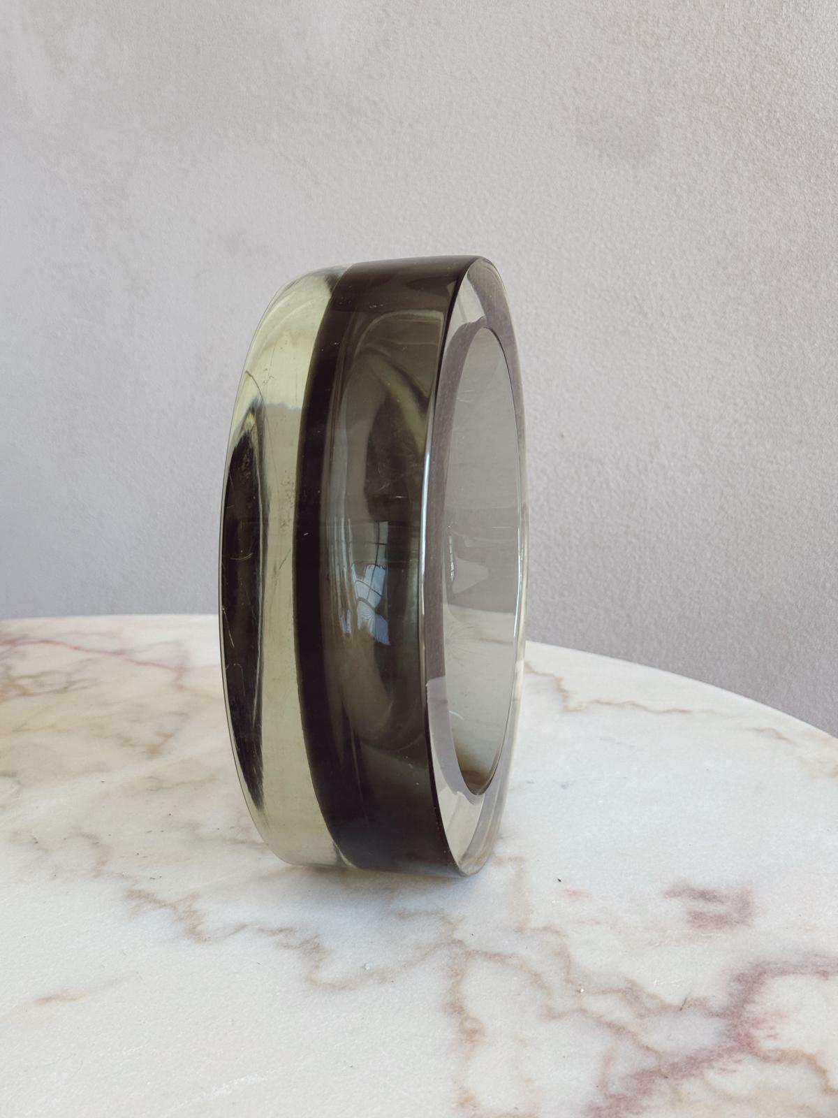 1960s Flavio Poli Large circular grey bowl
