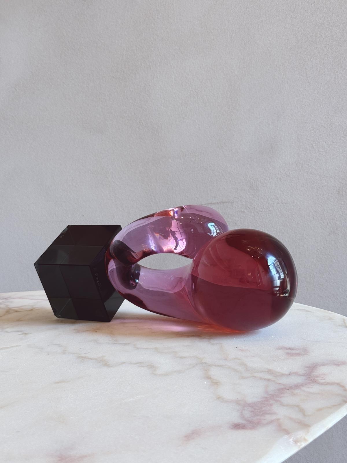 1980s Pink Abstract Glass Sculpture by Renato Anatra