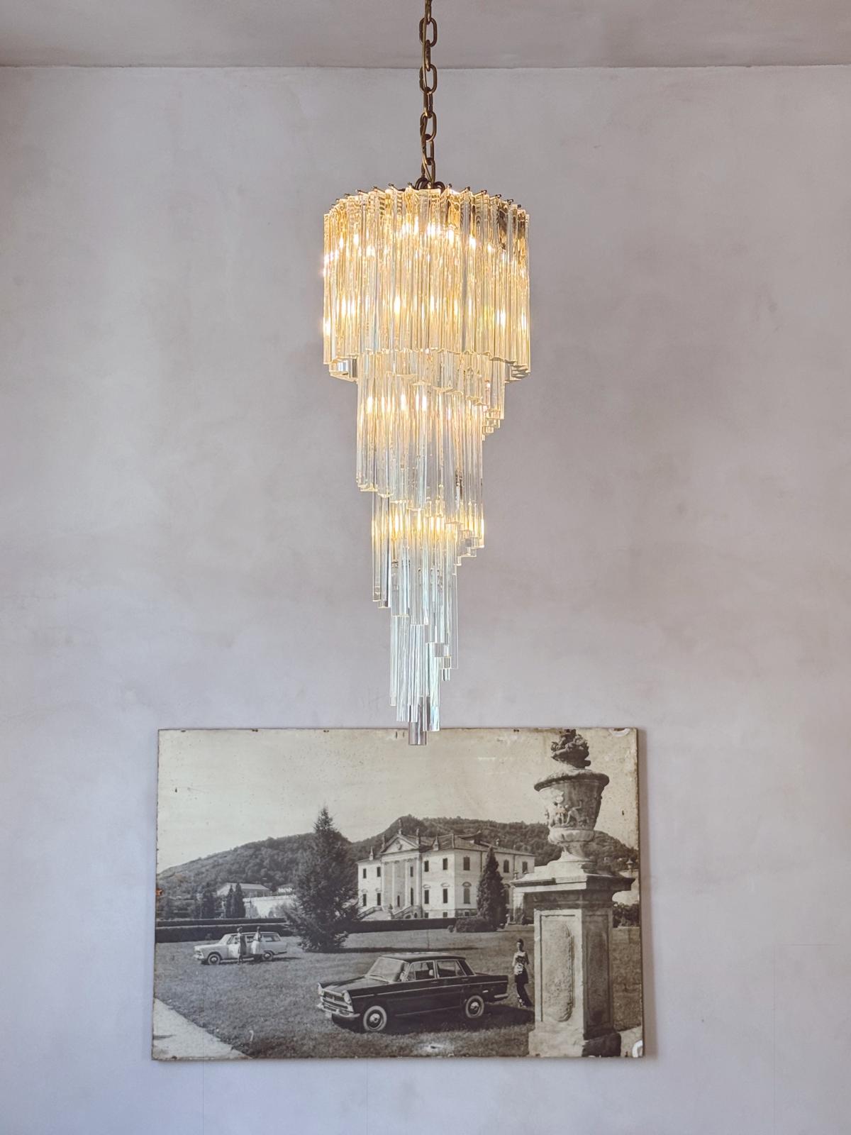 1960s Long Murano Glass Venini Chandelier