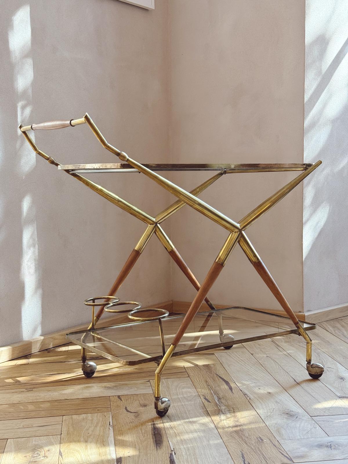 1960s Cesare Lacca Brass Drinks Trolley