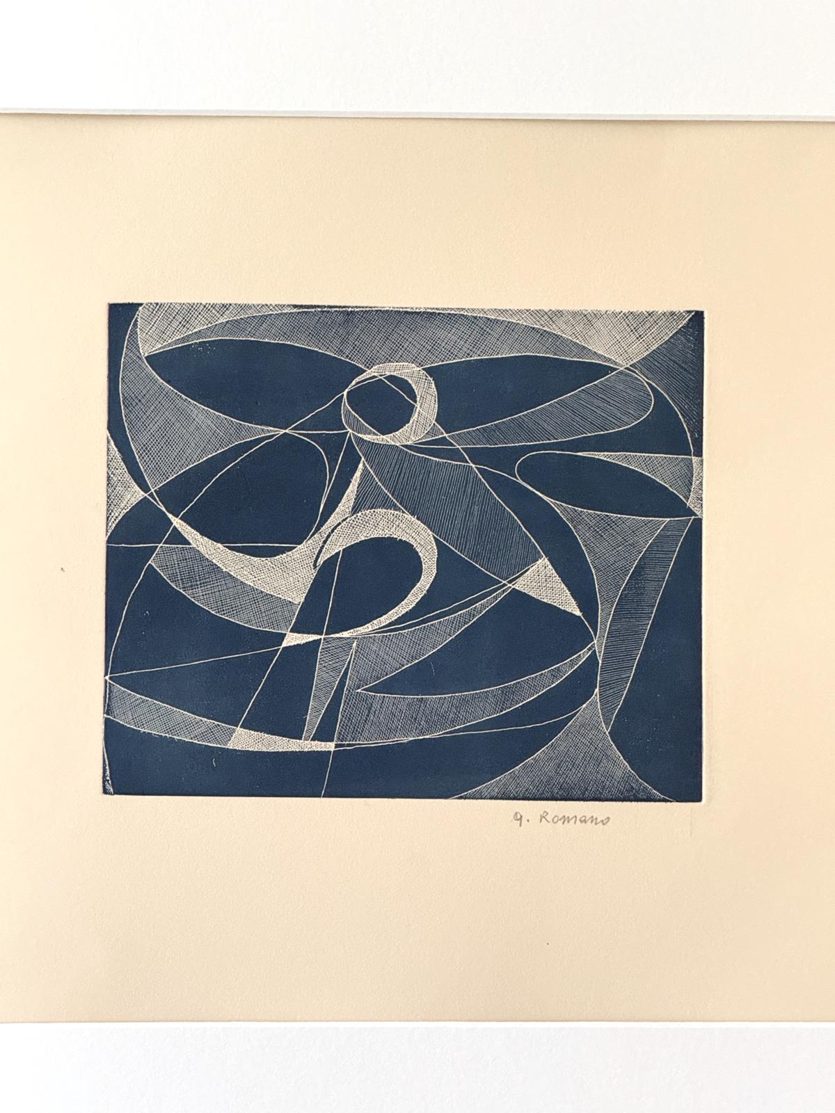 White on Blue, Left Eye Abstract, Lithograph, 976 A. Romano