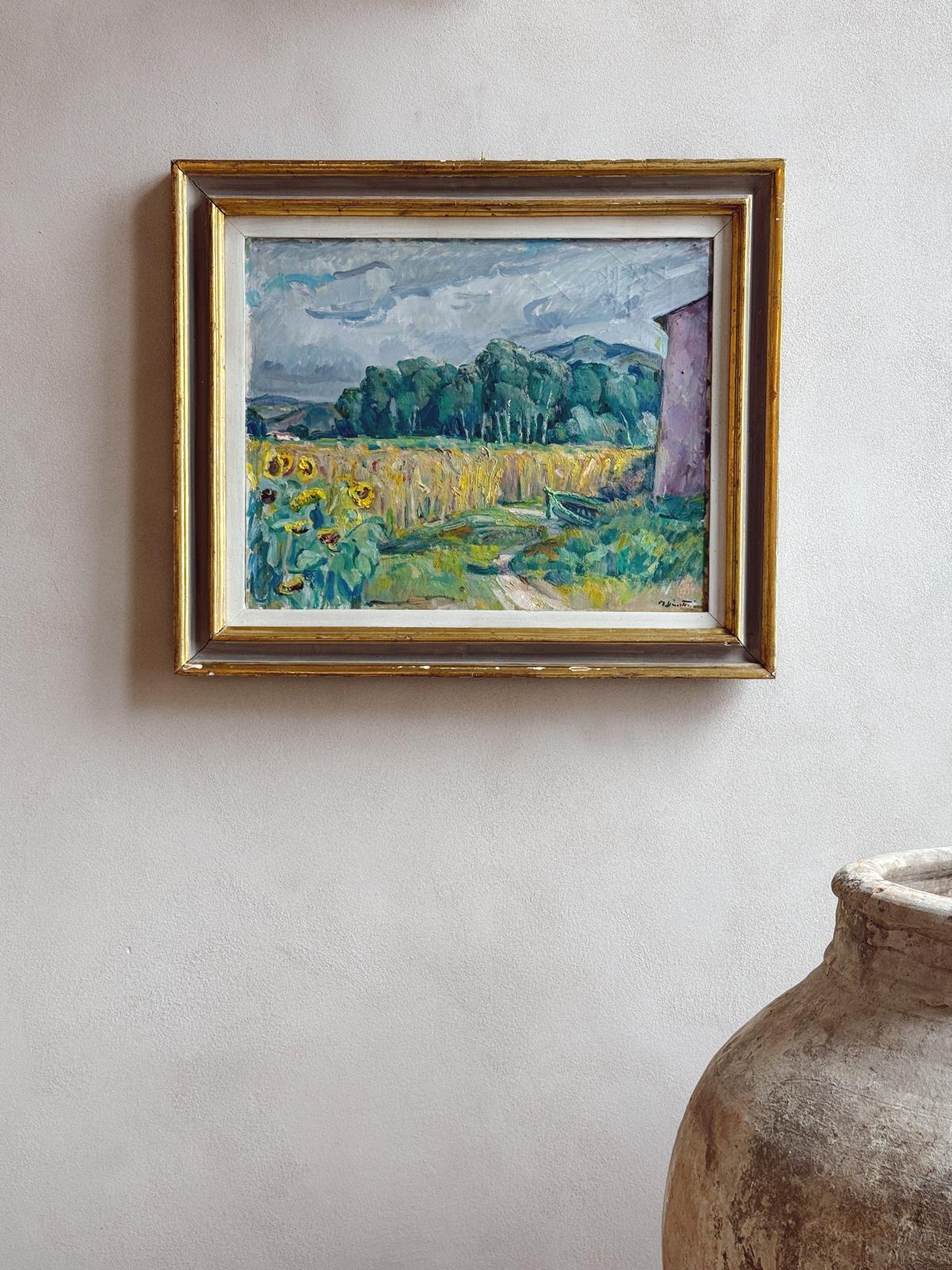 “Estate in Versilia” 1961 Oil Painting by Mario Disertori