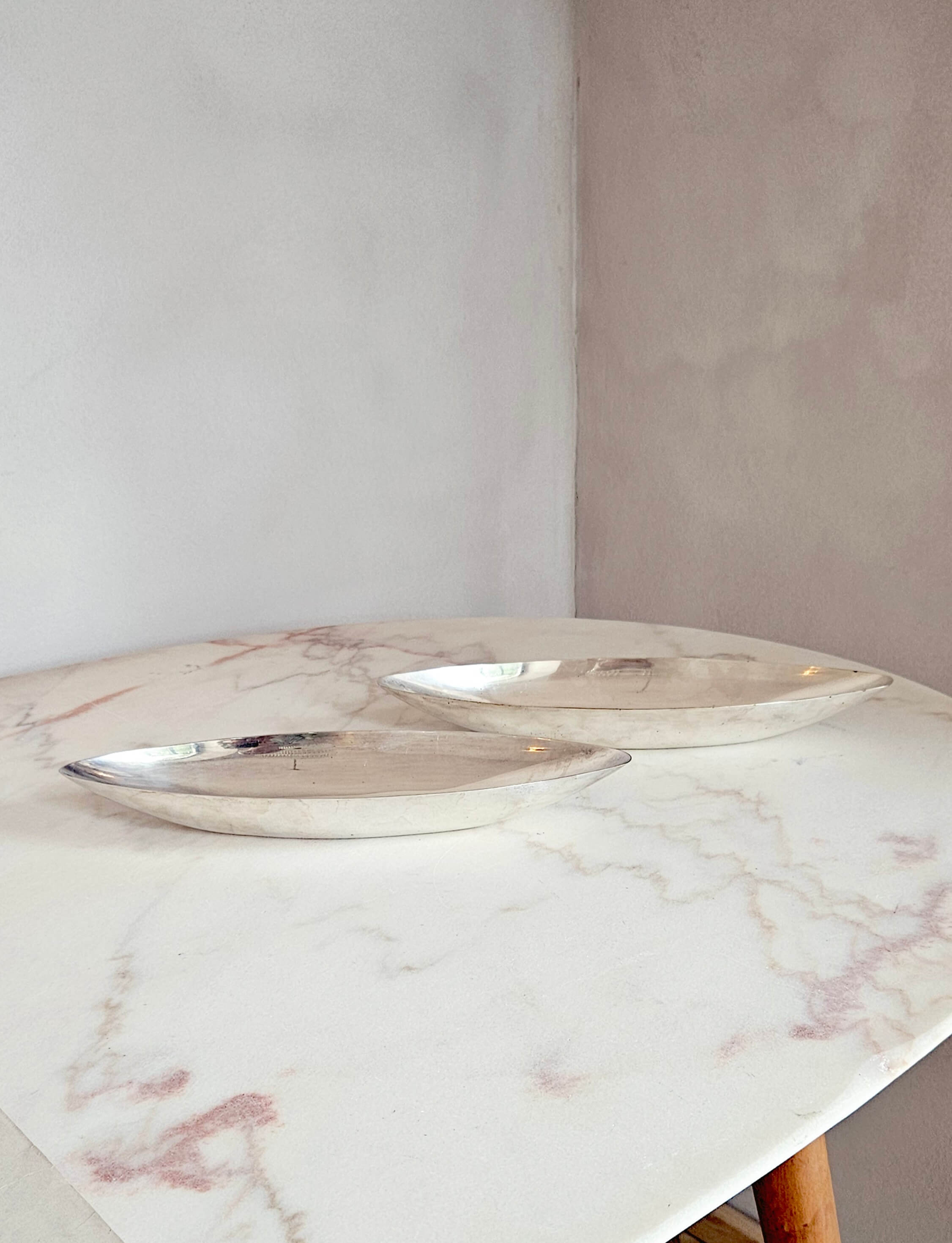 Pair of 1960s Christofle Silver Aperitivo Boat Plates