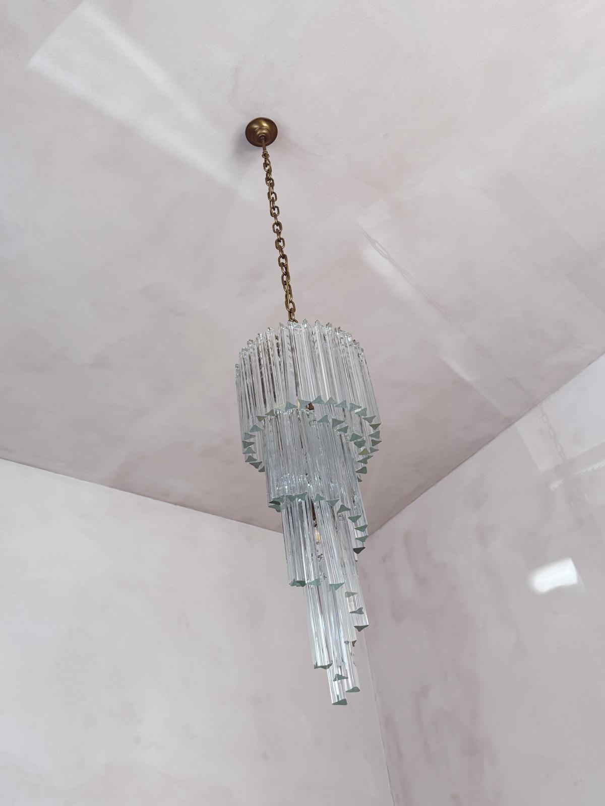 1960s Long Murano Glass Venini Chandelier