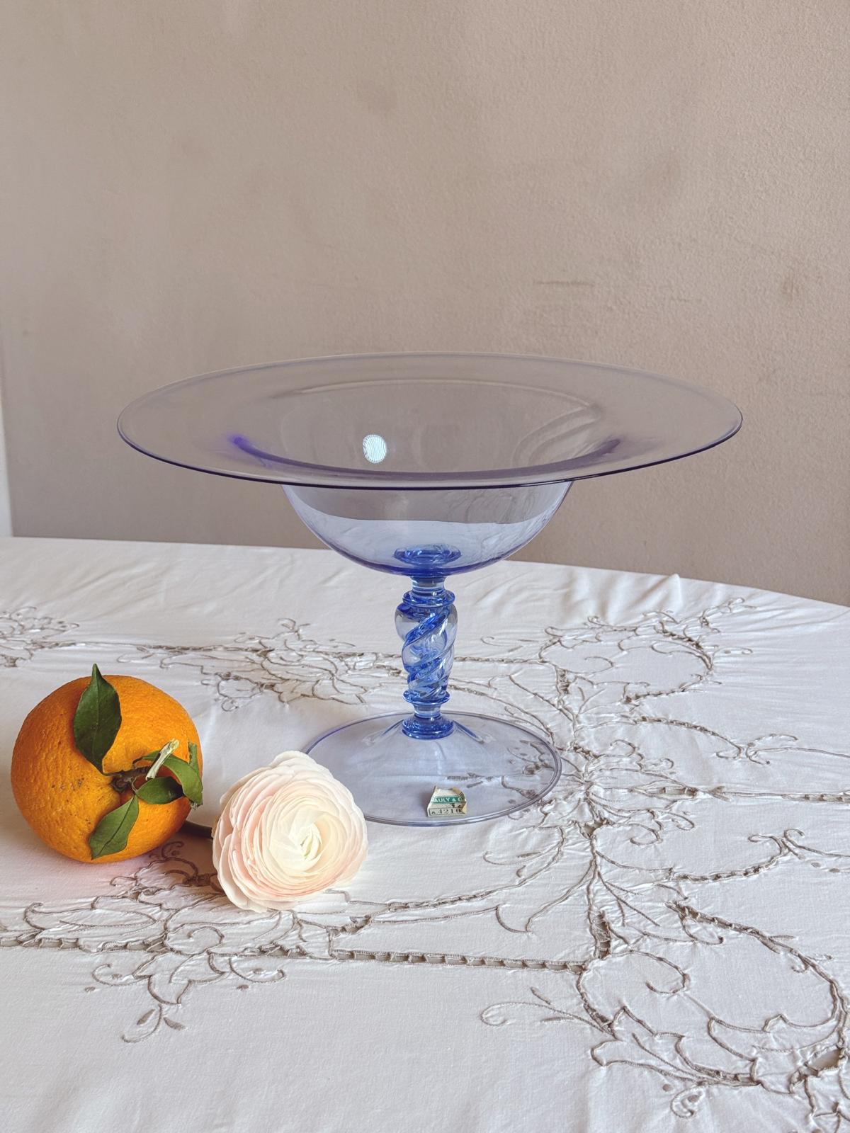Hand-Blown Soft Blue Murano Glass Centrepiece by Pauly & Co, 1940s