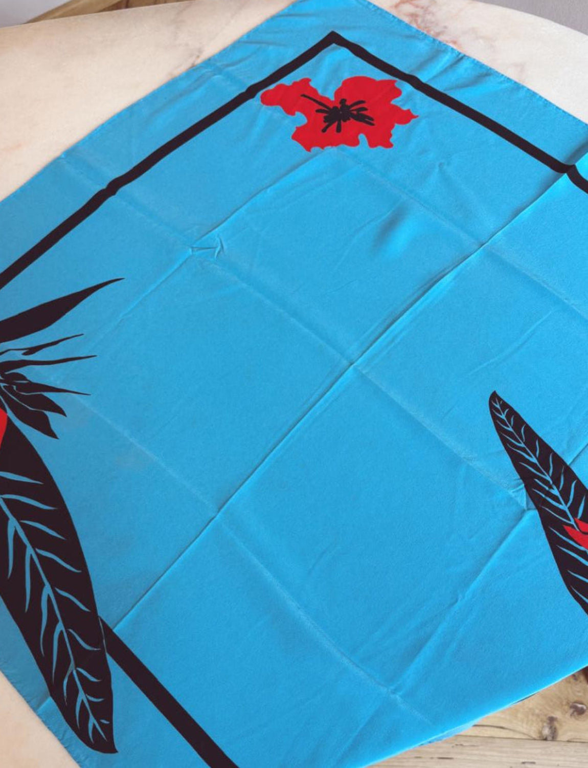 1970s Enrico Coveri Blue Silk Scarf