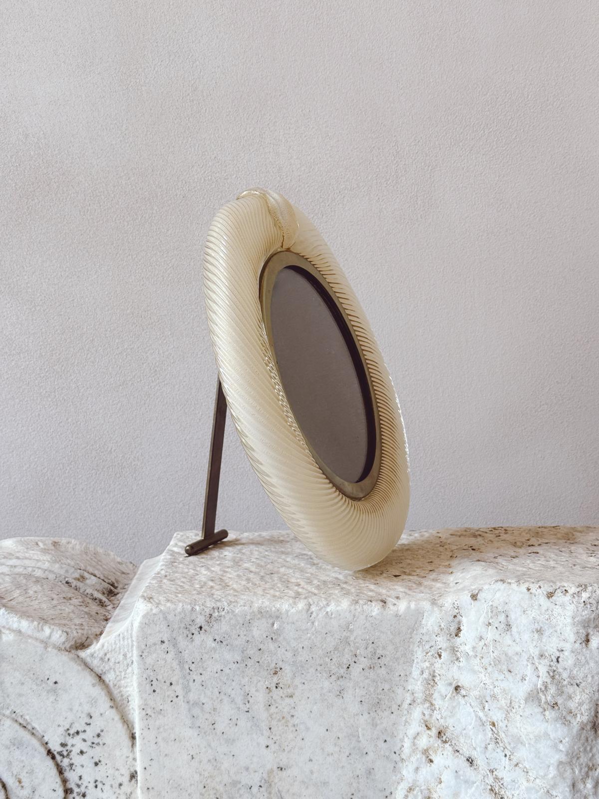 1950s Tomasso Barbi Round Murano Glass Picture Frame