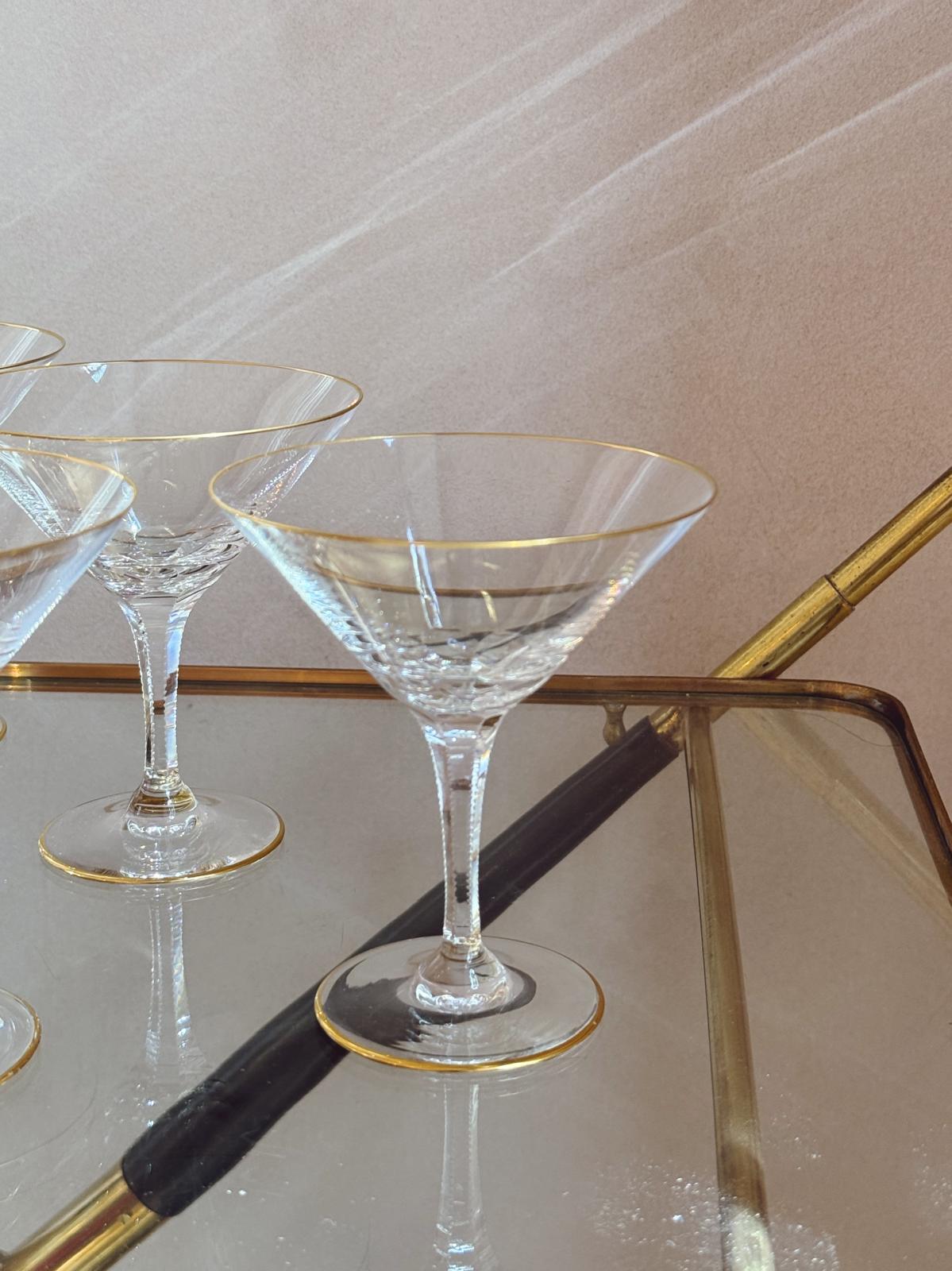 Set of 6 Venetian Cenedese Gold rimmed Cocktail Glasses