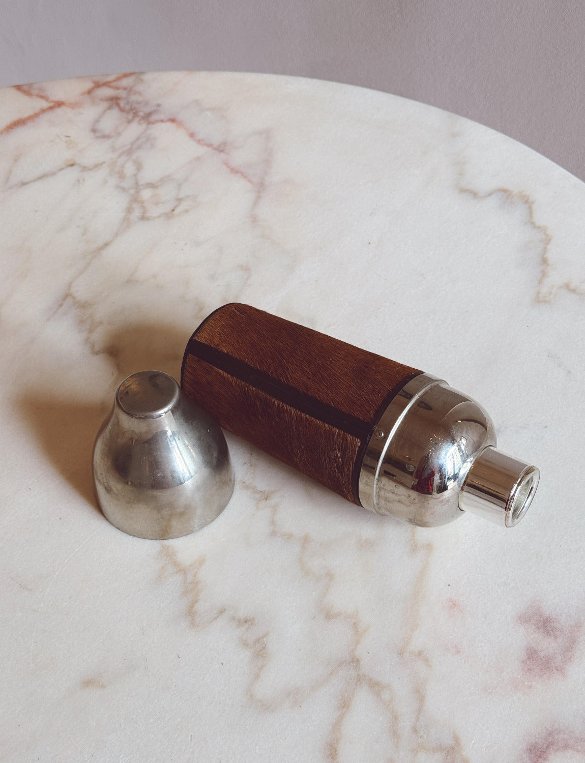 1960s Silver and animal hide Thermos - attributed Gucci