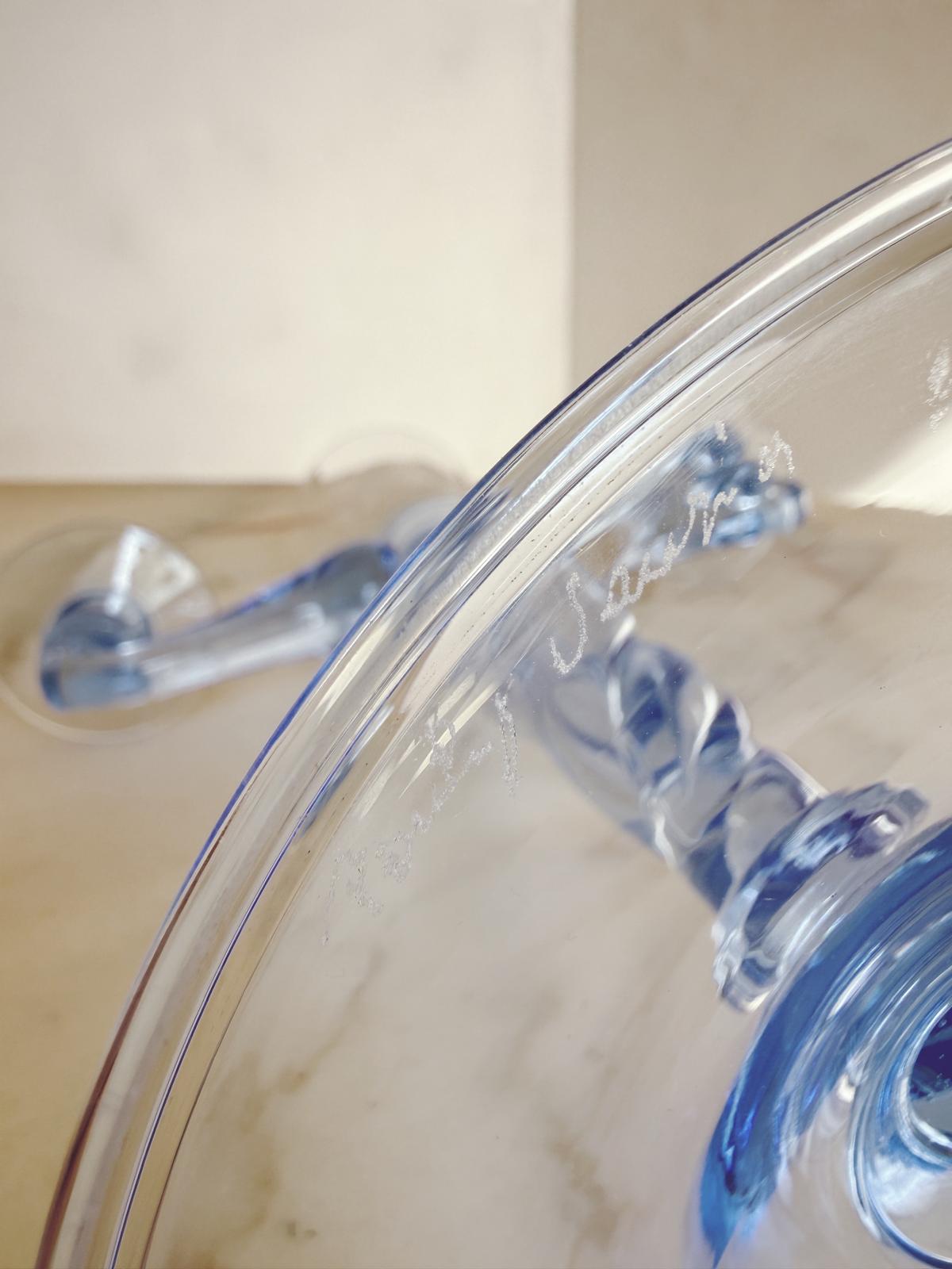 Pair of Hand-Blown Murano Glass Blue and Pink Candelabra by Pauly & Co, 1940s
