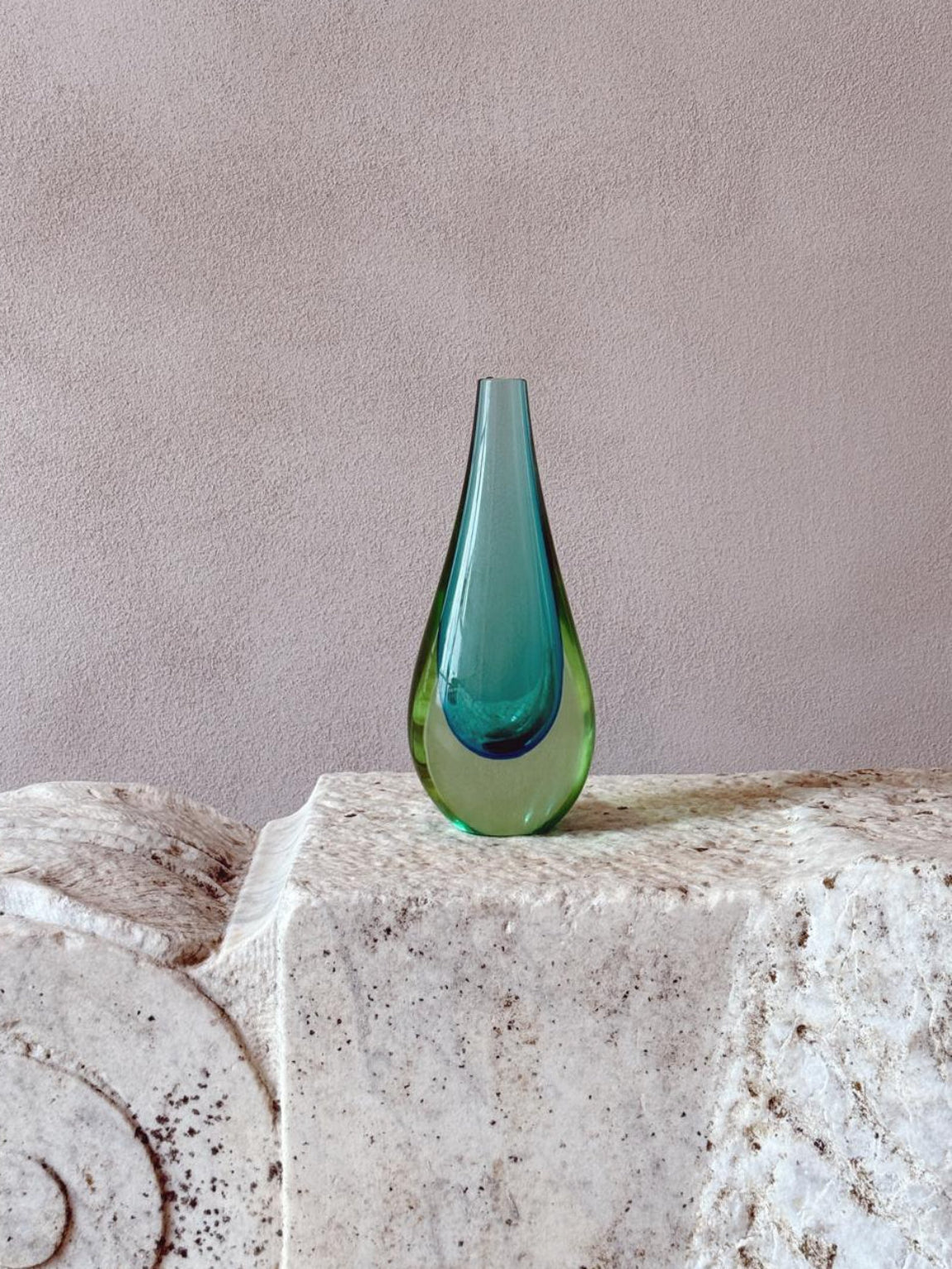 1960s Flavio Poli Sommerso and Green Tear Drop Vase