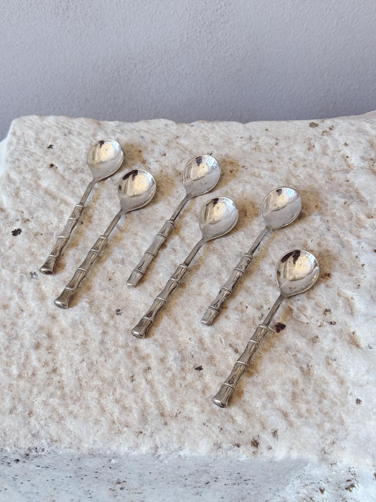Set of 6 1970s Silver-plated 'Bamboo' Teaspoons