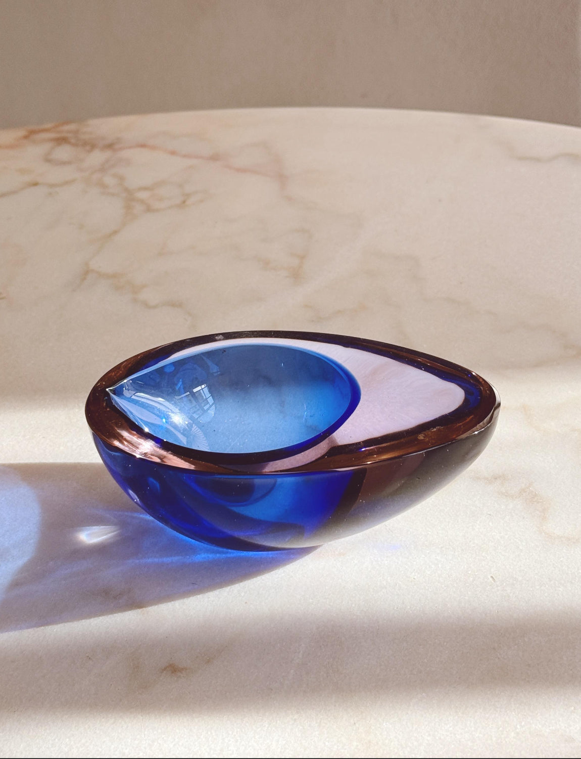 Flavio Poli 1960s Oval Sommerso Bowl in Purple & Blue