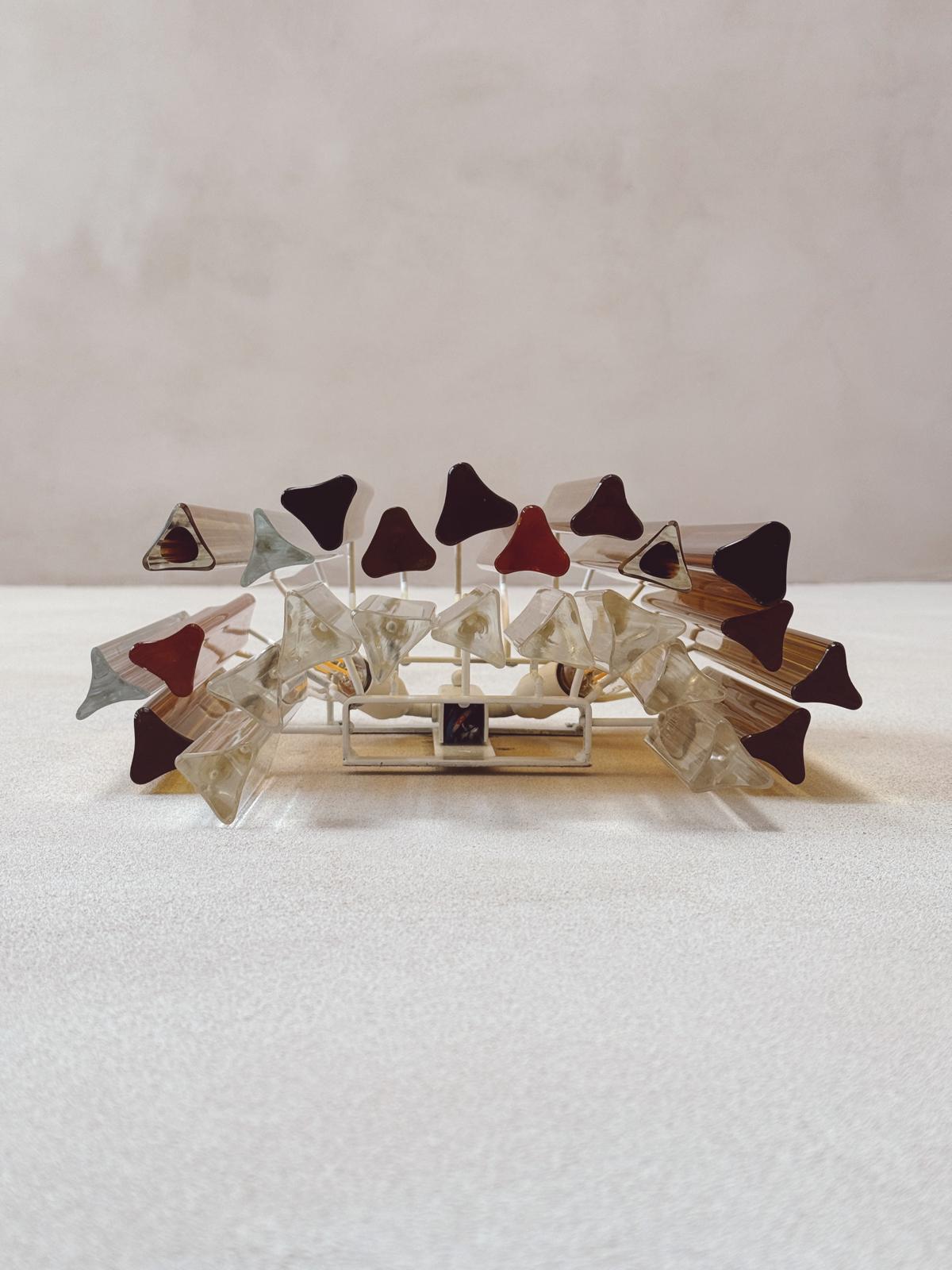 1970s Venini Murano Glass Wall Lights with Amber, Pink and Orange glass