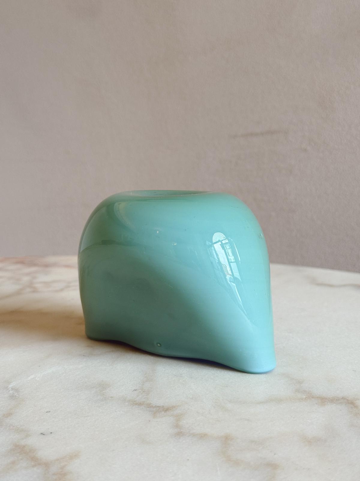 1960s Hand-blown Pale Blue Murano glass tiny vase