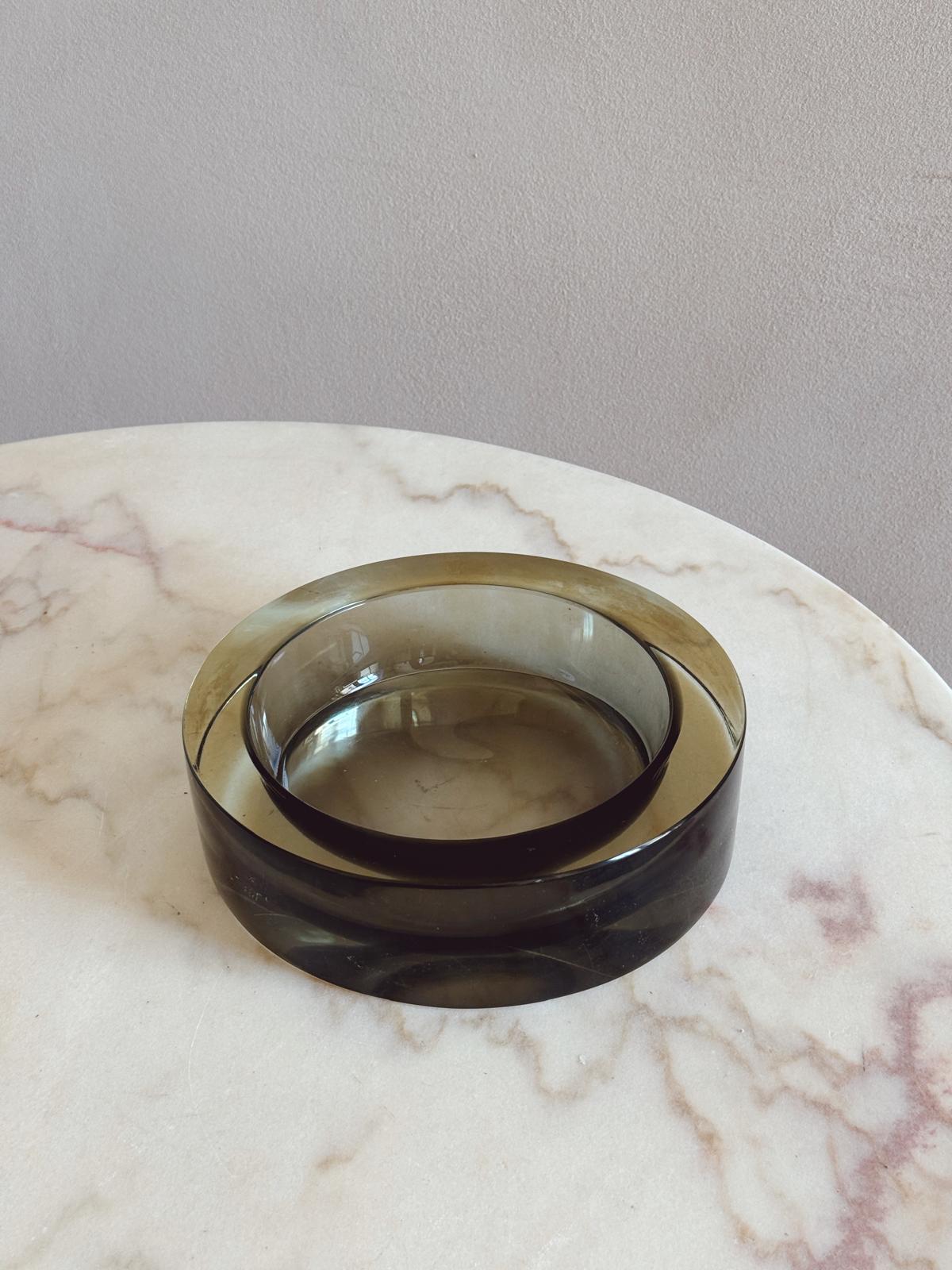 1960s Flavio Poli Large circular grey bowl
