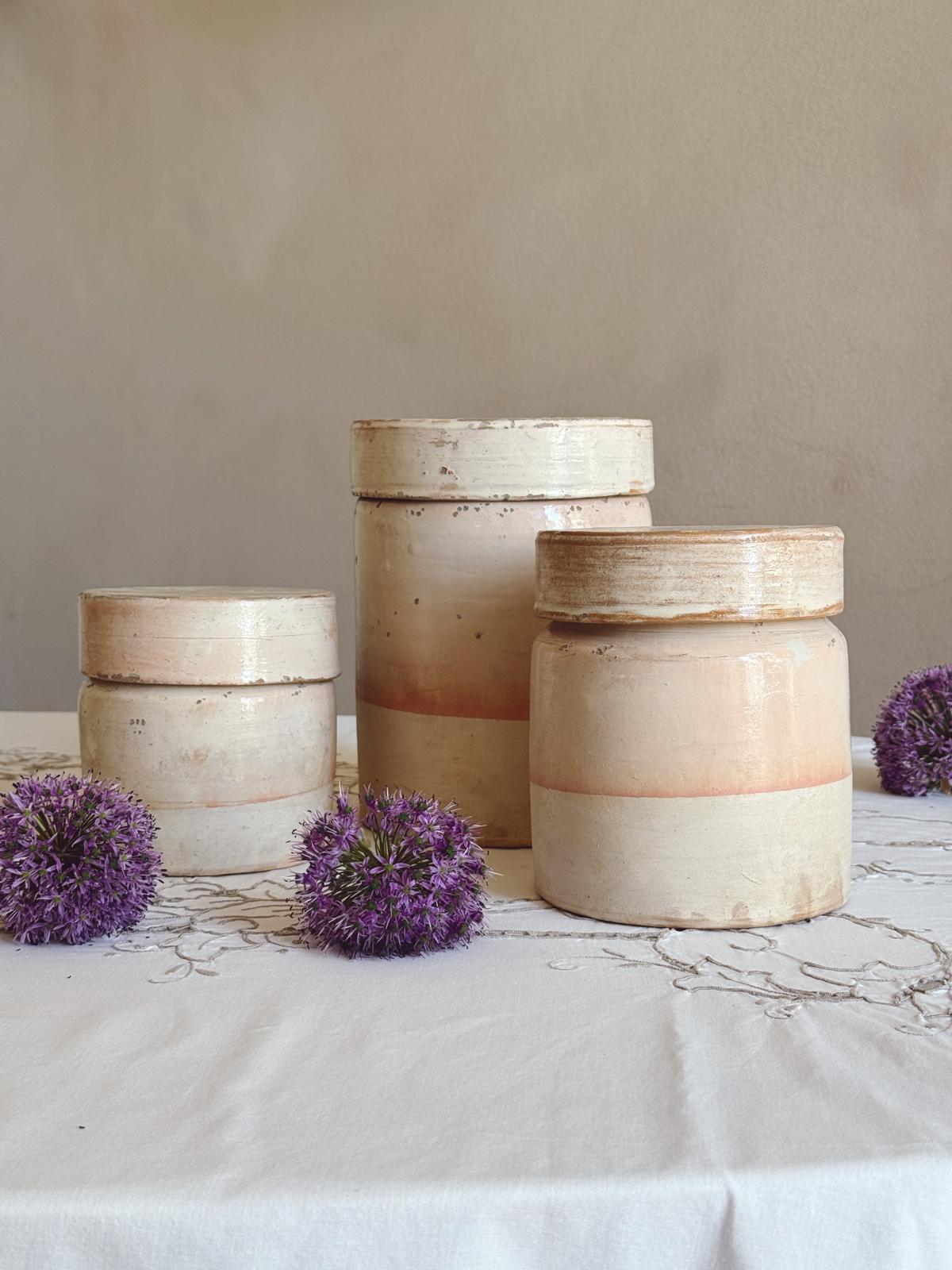 1940s Set of 3 Pugliese Pale Pink Pots