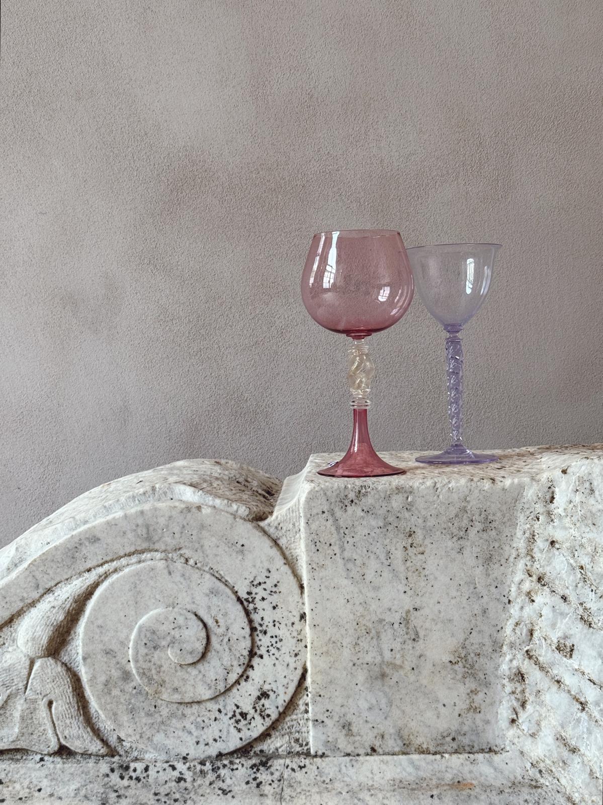 'Perfectly Unmatched' 1930s Principe Murano Very Tall Wine Glasses (Set of 8)