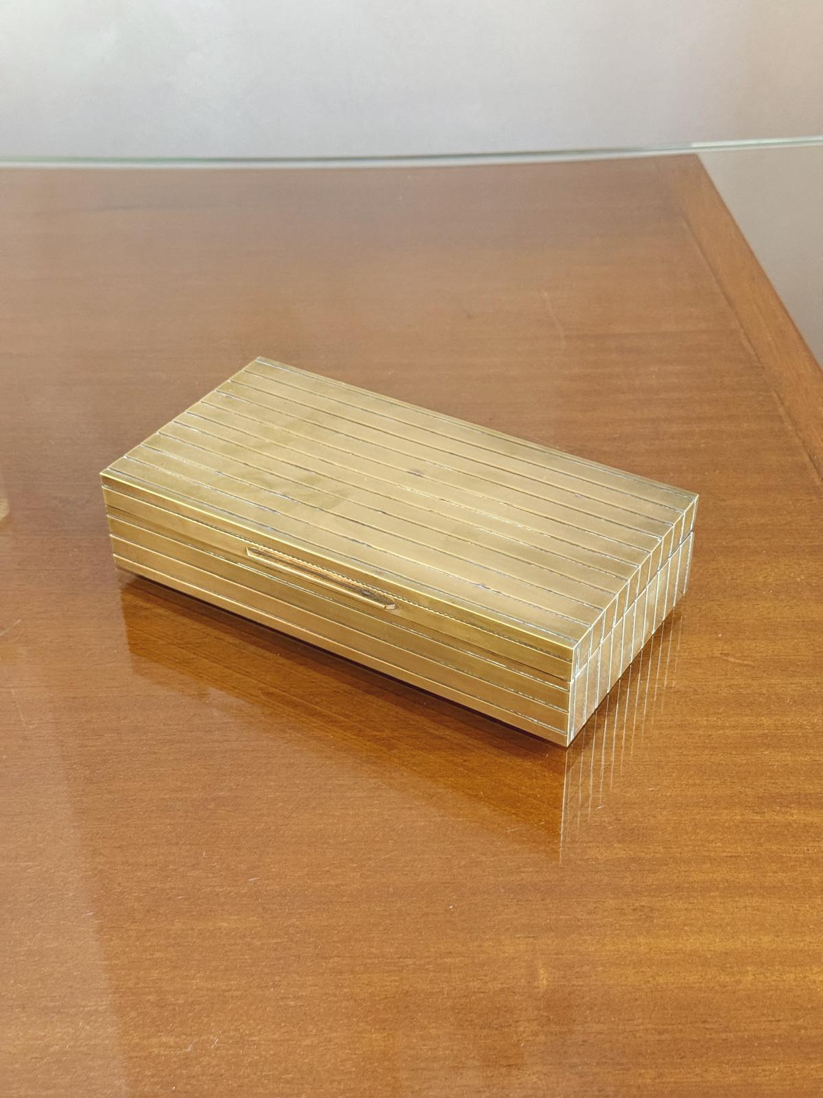 1970s Brass Desk Box with horizontal stripes