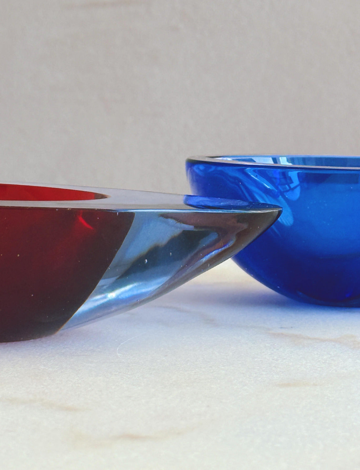 Flavio Poli 1960s Oval Sommerso Bowl in Purple & Blue