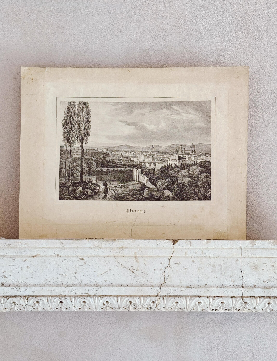 View of Florence, Acqua Forte Etching, Florenz 1850s
