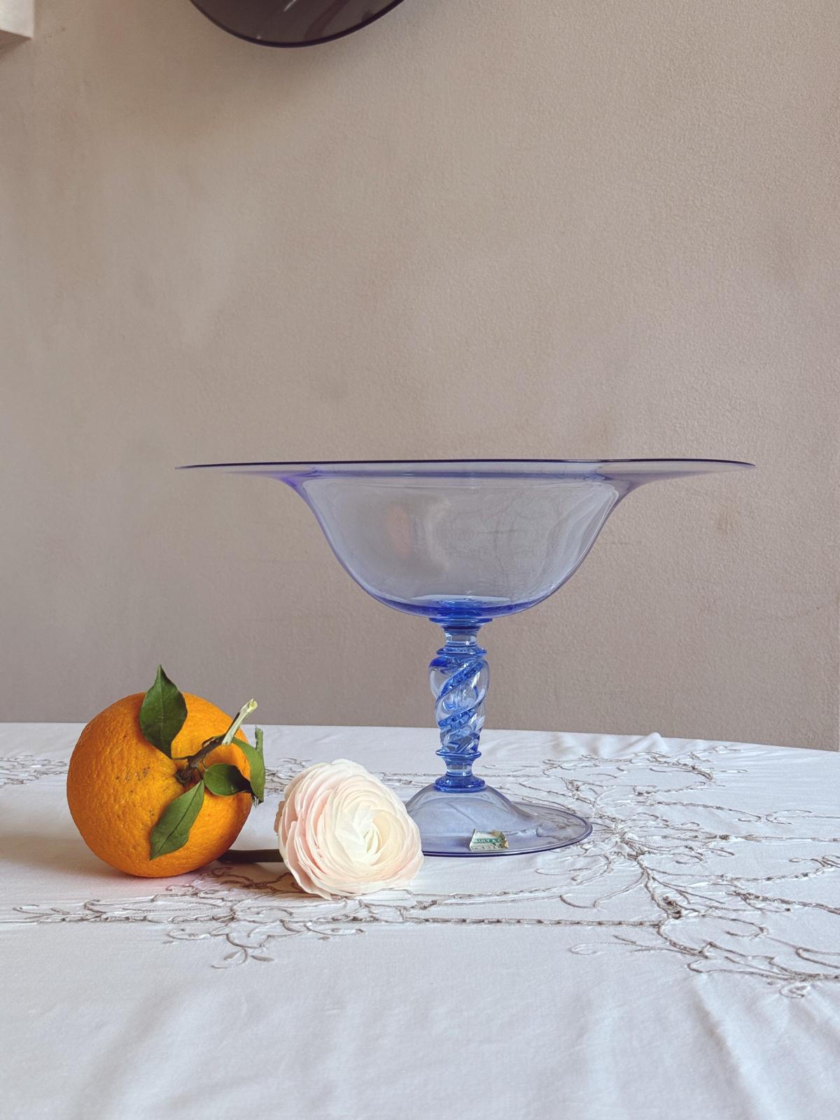 Hand-Blown Soft Blue Murano Glass Centrepiece by Pauly & Co, 1940s