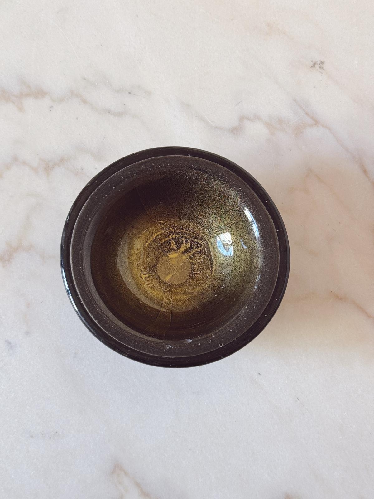 1970s Brown and Gold Murano glass bowl