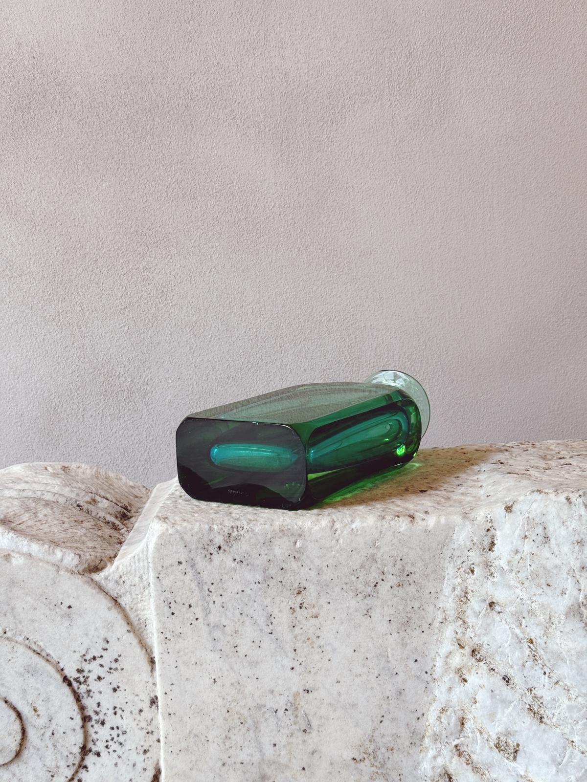 1950s Hand-blown Green Cenedese Bottle