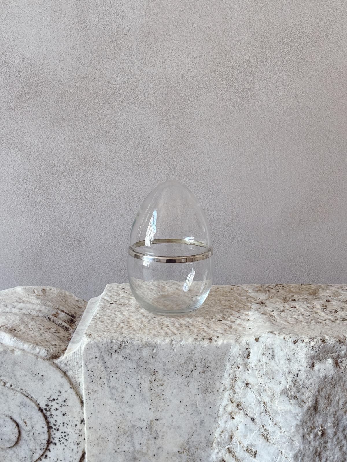 1970s Transparent Murano Glass Egg Box