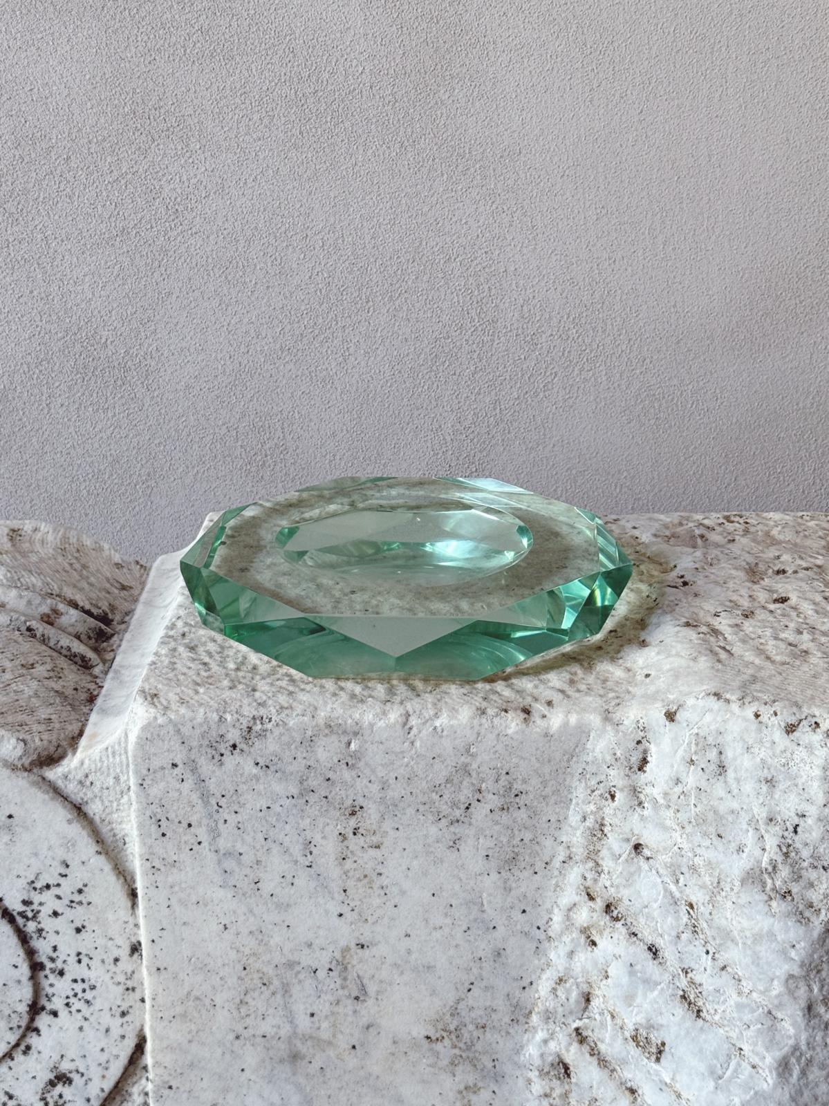 1970s Octagonal Fontana Arte Turquoise bowl