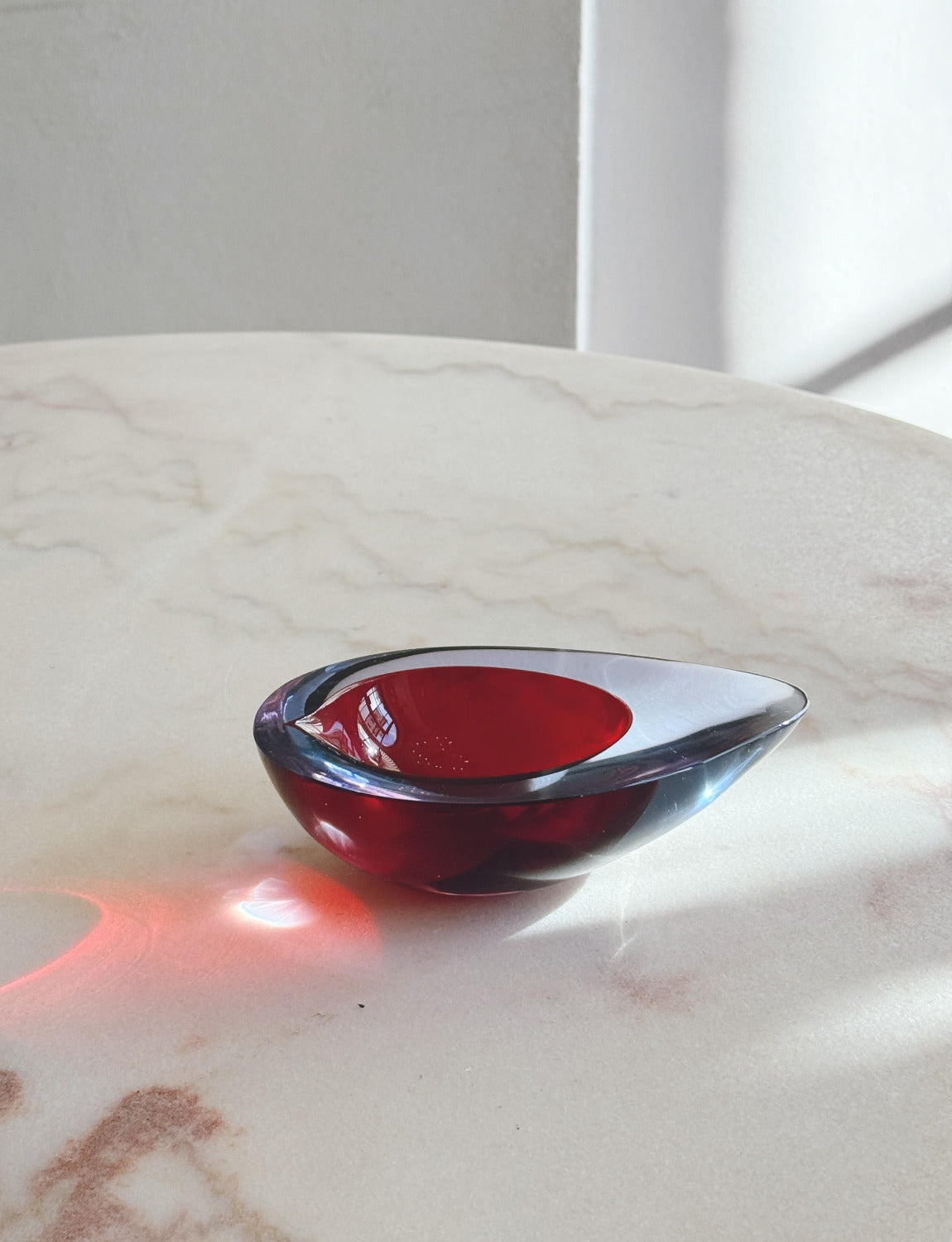 Flavio Poli 1960s Oval Sommerso Bowl in Pink & Red