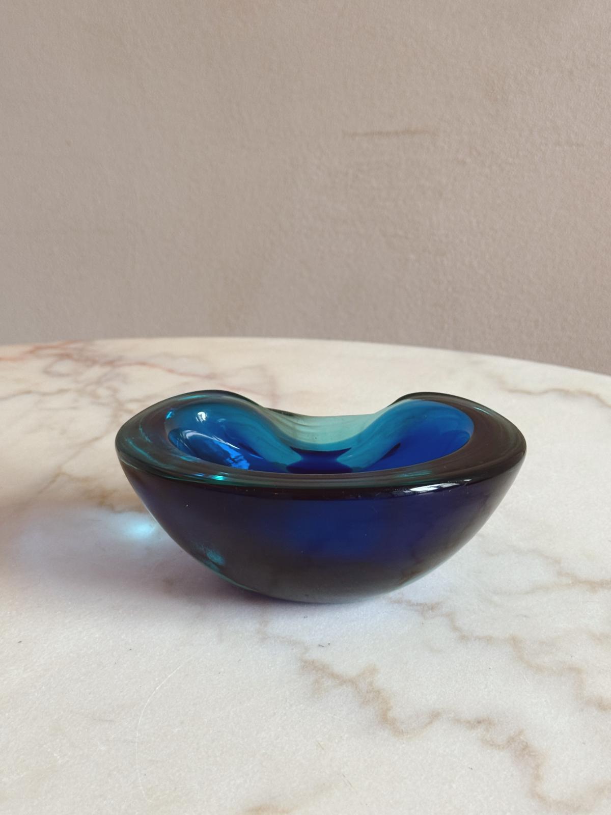1960s Bright Blue Murano Glass Bowl