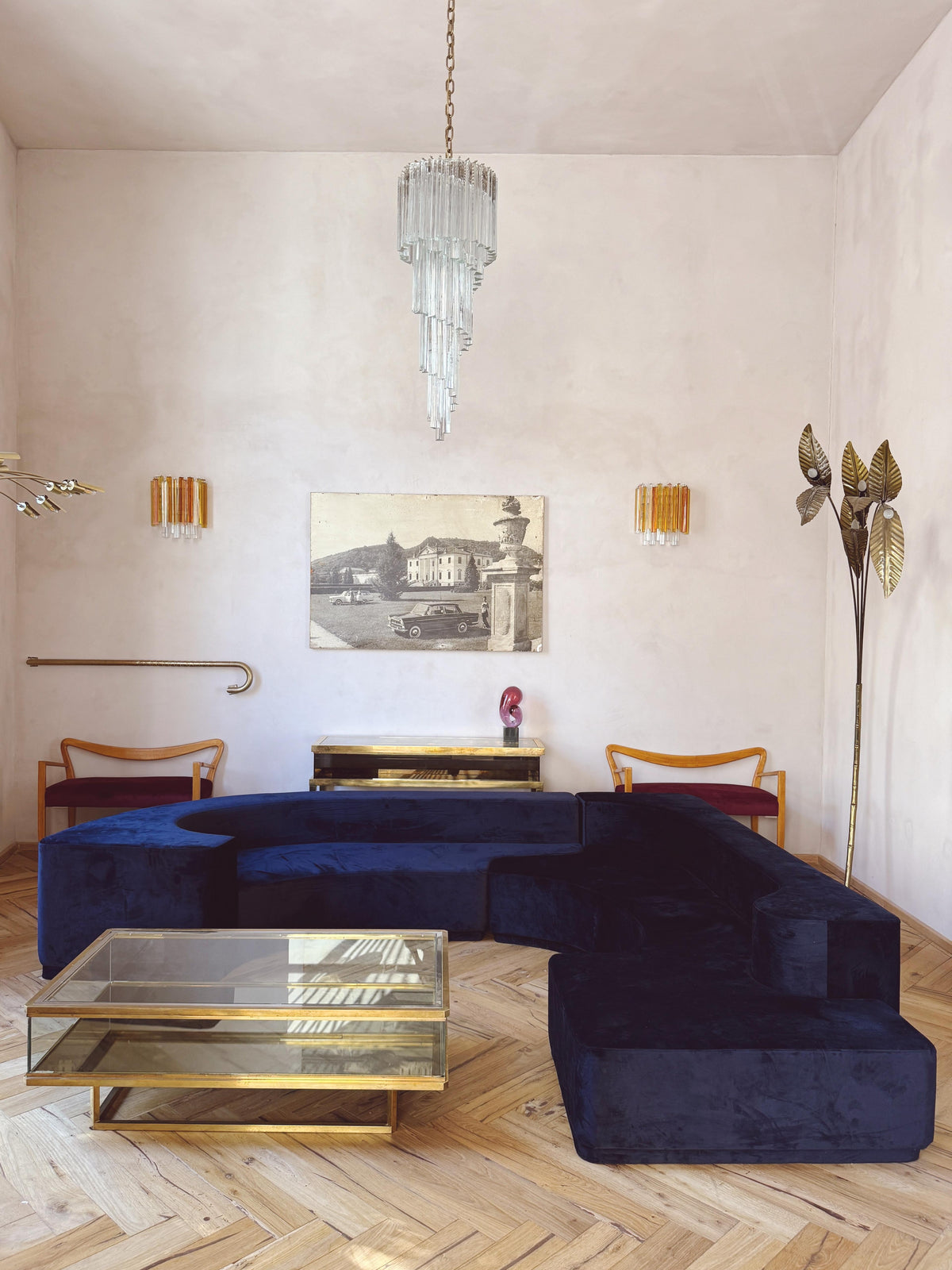 1970s Stilwood 'Lara' Sofa Reupholstered in ink blue Velvet
