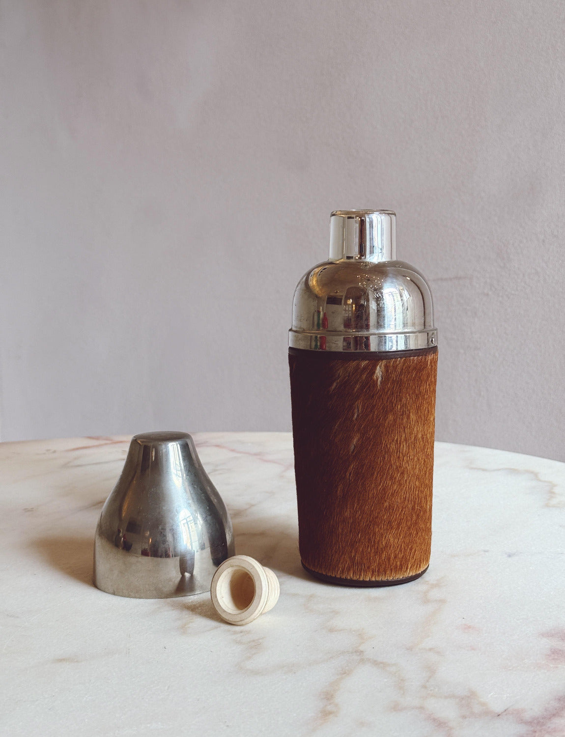 1960s Silver and animal hide Thermos - attributed Gucci