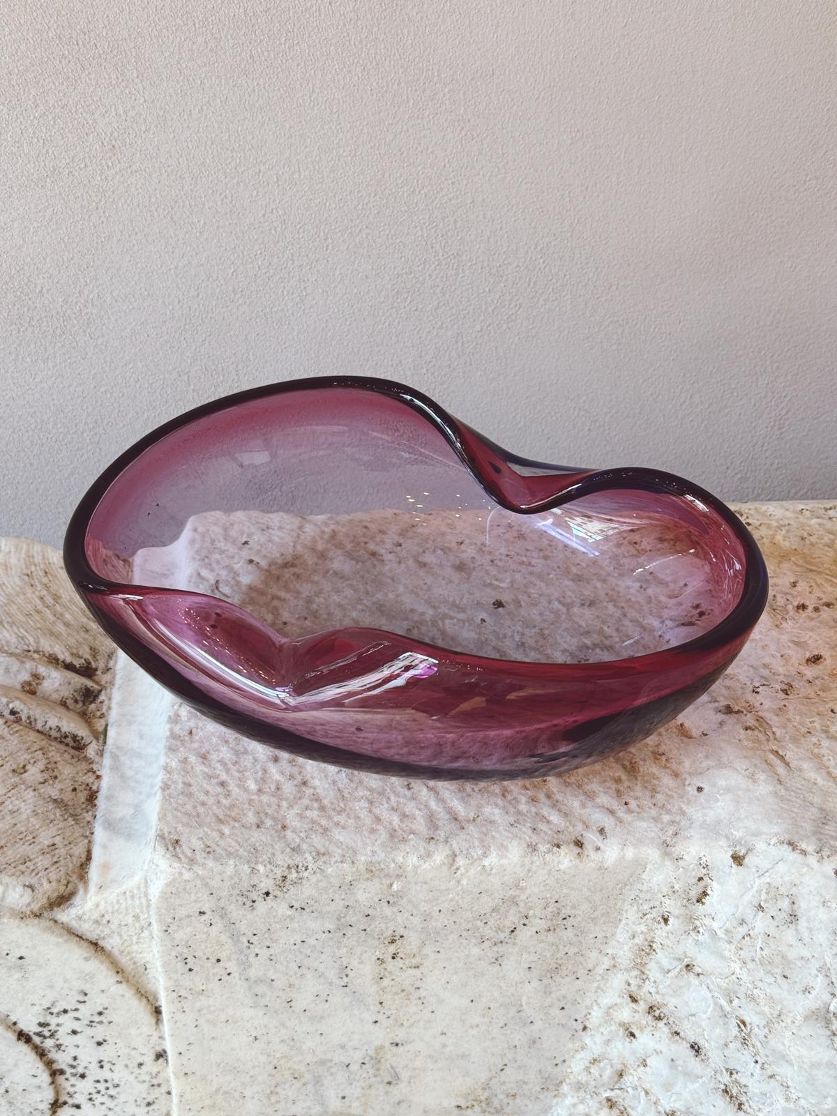 1970s Large Purple Murano Glass Bowl - Signed Archimede Seguso