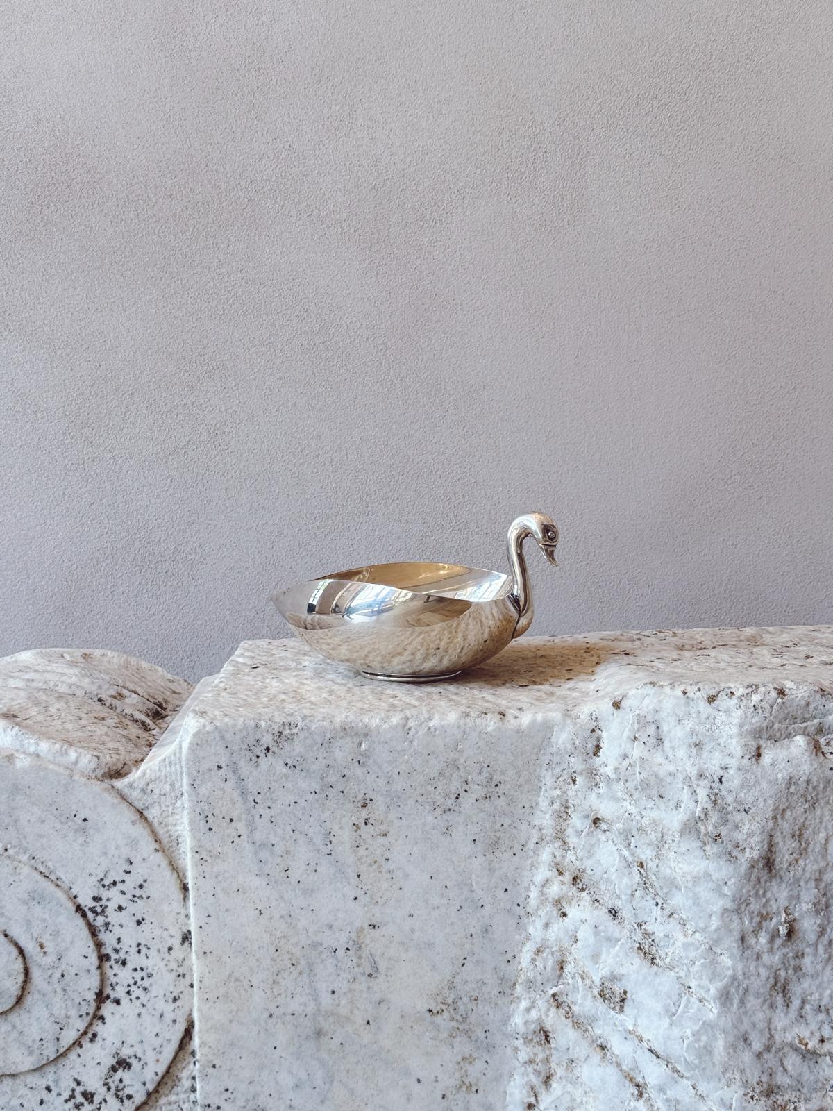 1960s Silver-Plated Goose Head Bowl by Gallia for Christofle