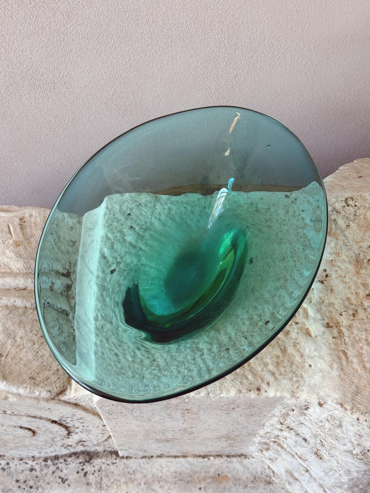 1960s Sommerso Green Murano Glass Centrepiece