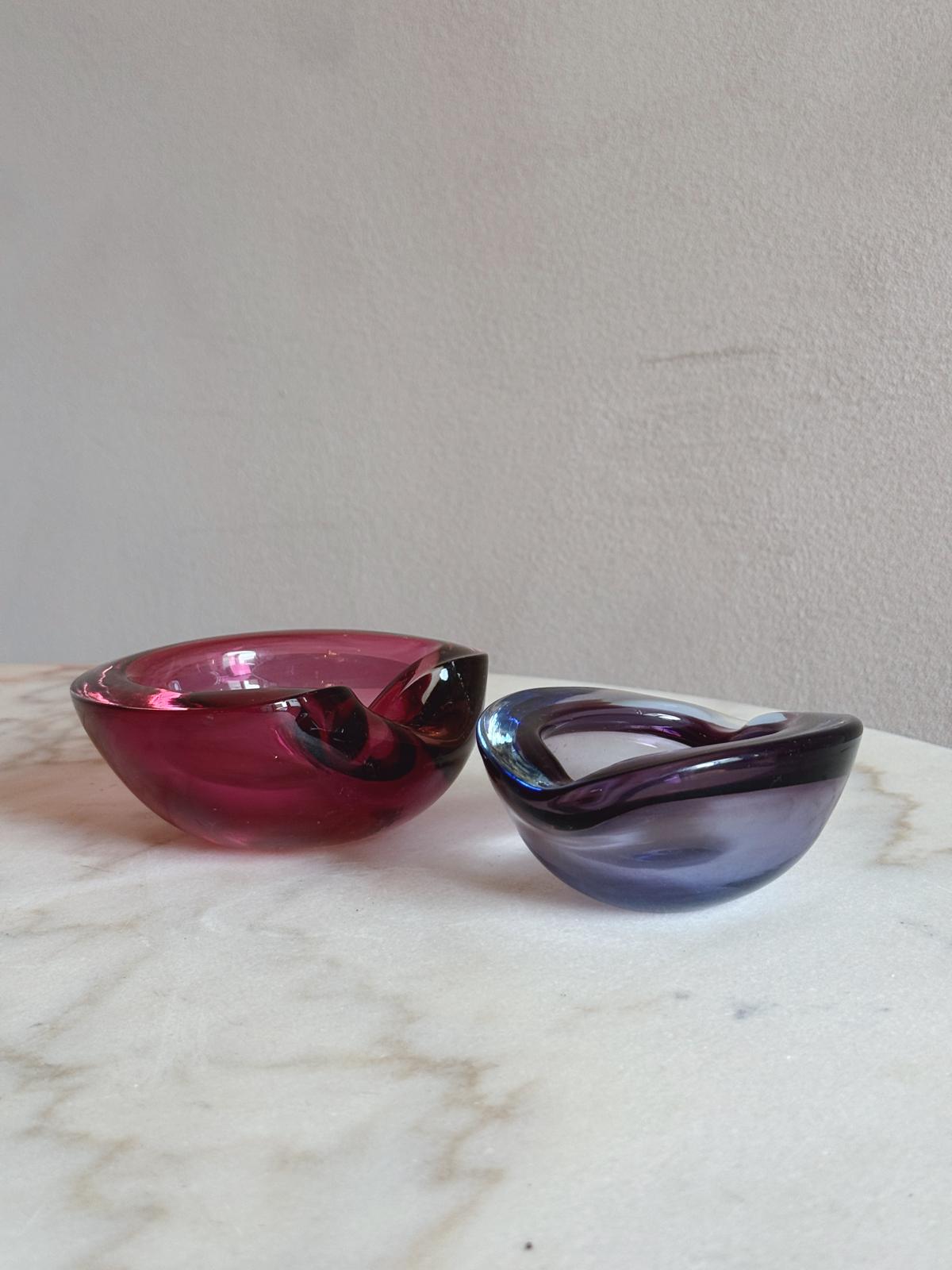 Pair of 1960s Pink and Purple Murano Glass bowls