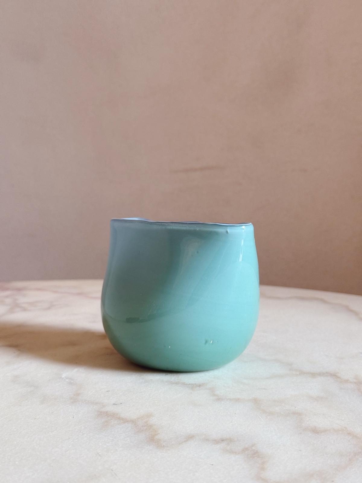 1960s Hand-blown Pale Blue Murano glass tiny vase